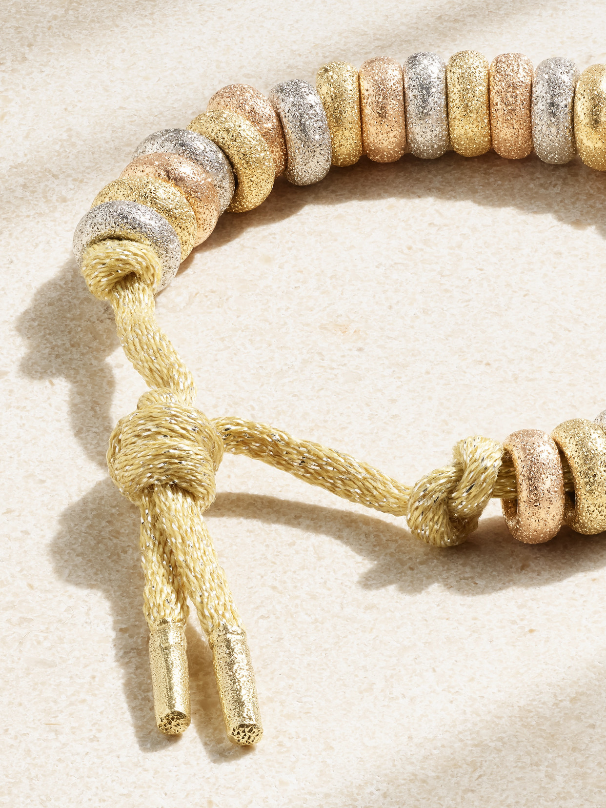CAROLINA BUCCI FORTE BEADS 18-KARAT YELLOW, WHITE AND ROSE GOLD LUREX BRACELET KIT
