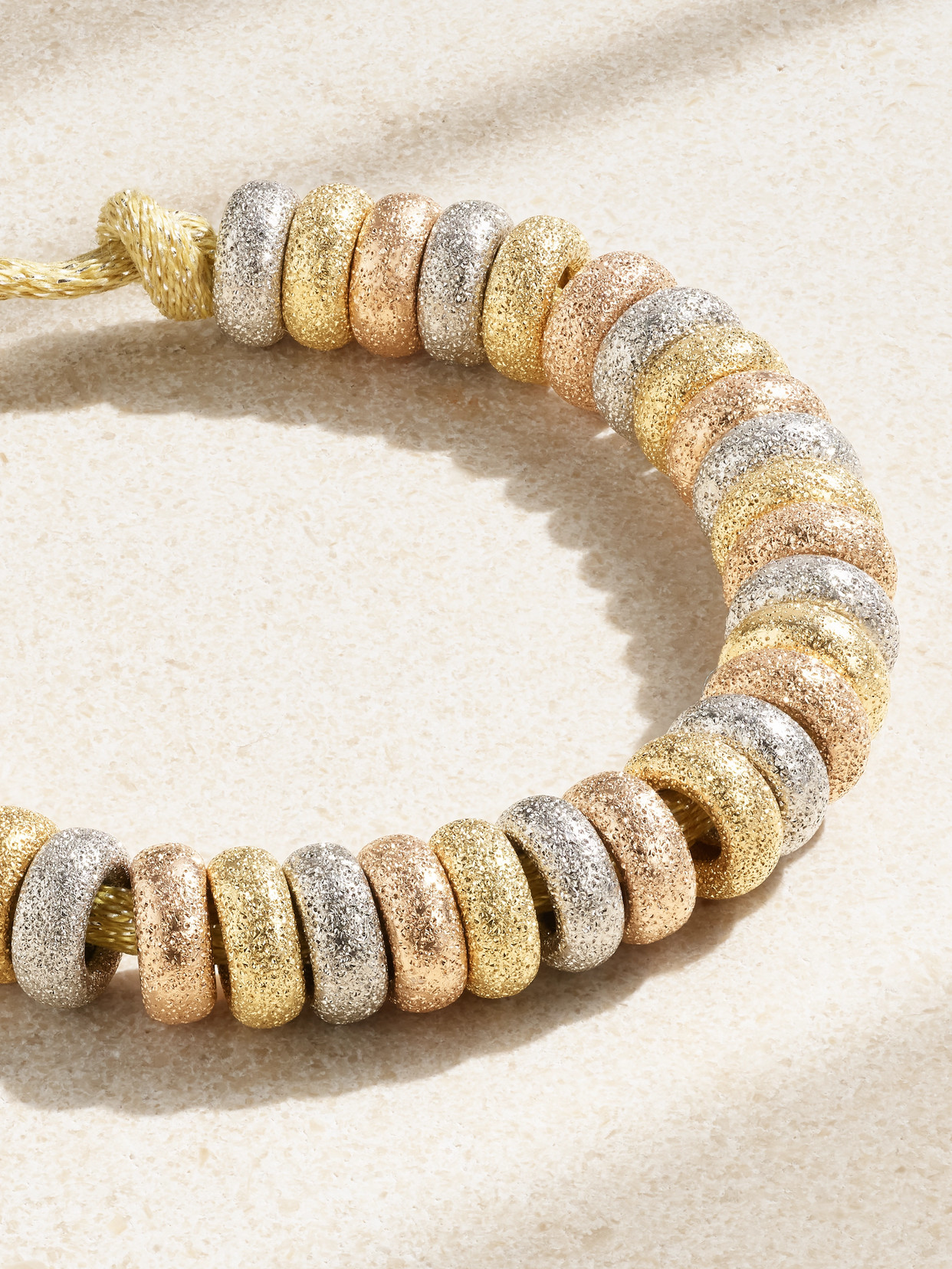 CAROLINA BUCCI FORTE BEADS 18-KARAT YELLOW, WHITE AND ROSE GOLD LUREX BRACELET KIT