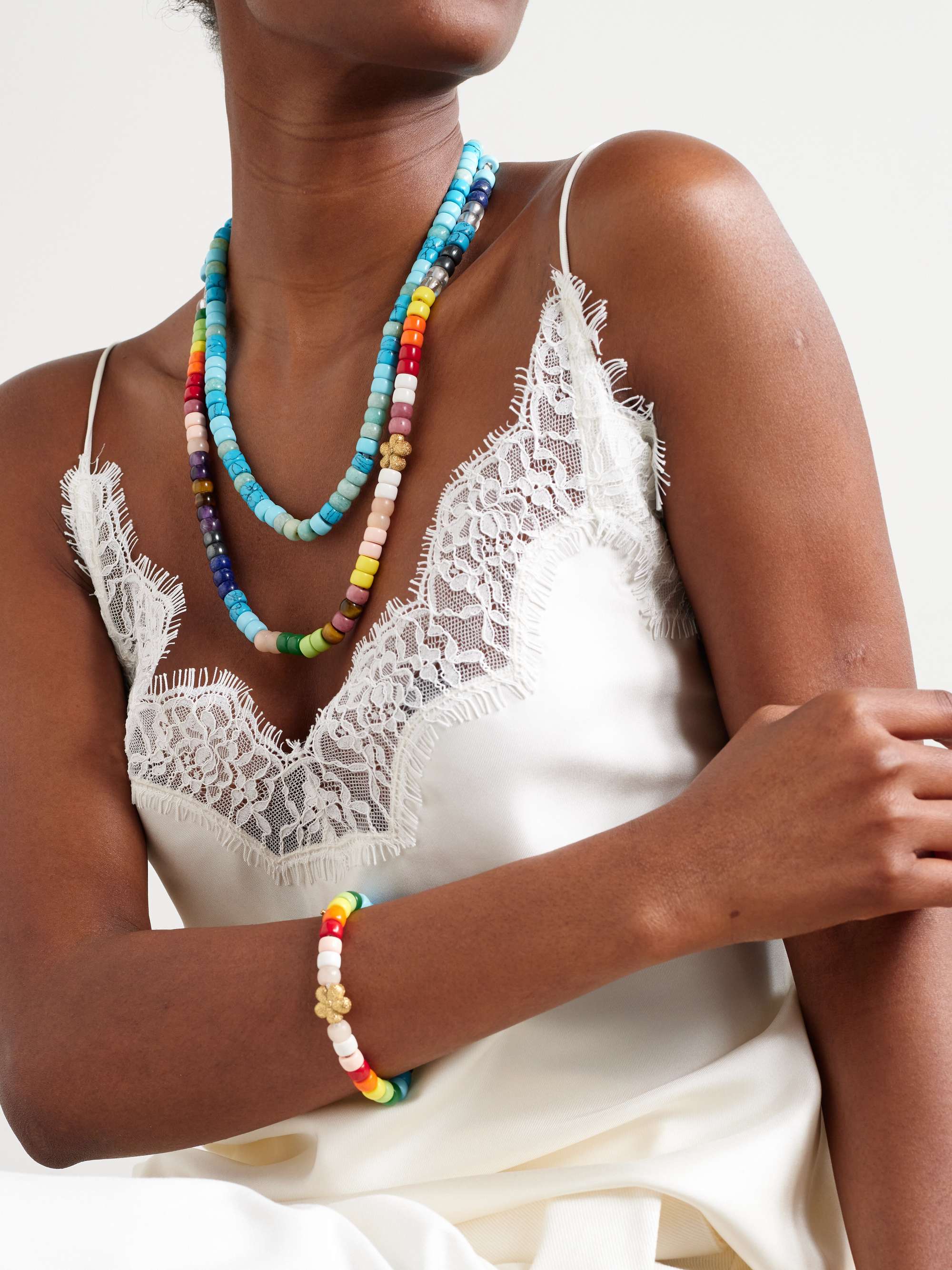 CAROLINA BUCCI Mykonos FORTE Beads 18-karat gold and Lurex multi-stone necklace kit