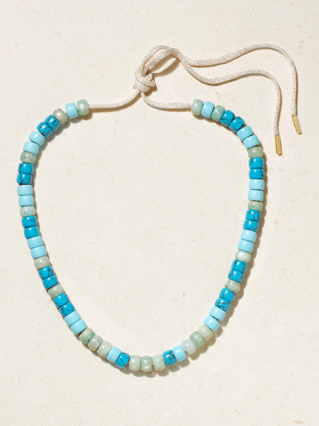 Carolina Bucci Mykonos Forte Beads 18-karat Gold And Lurex Multi-stone Necklace Kit In Blue