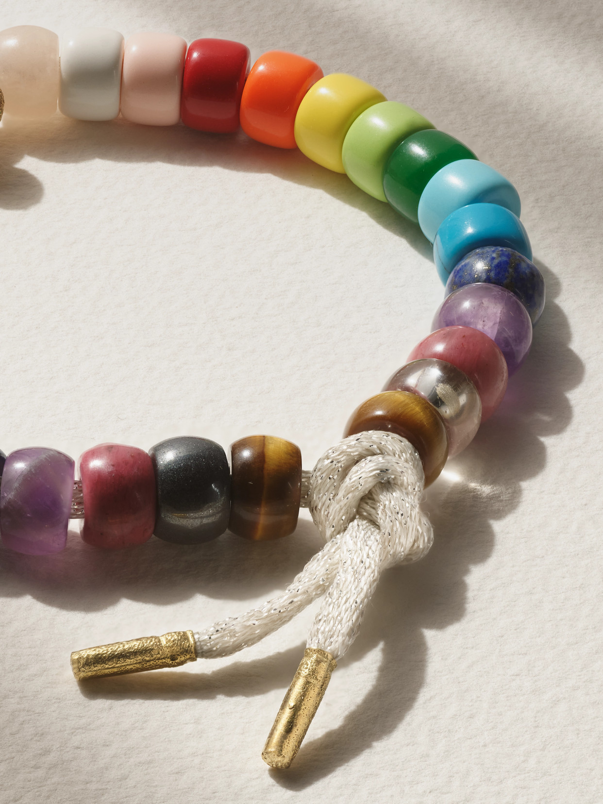 CAROLINA BUCCI FORTE BEADS 18-KARAT GOLD AND LUREX MULTI-STONE BRACELET KIT