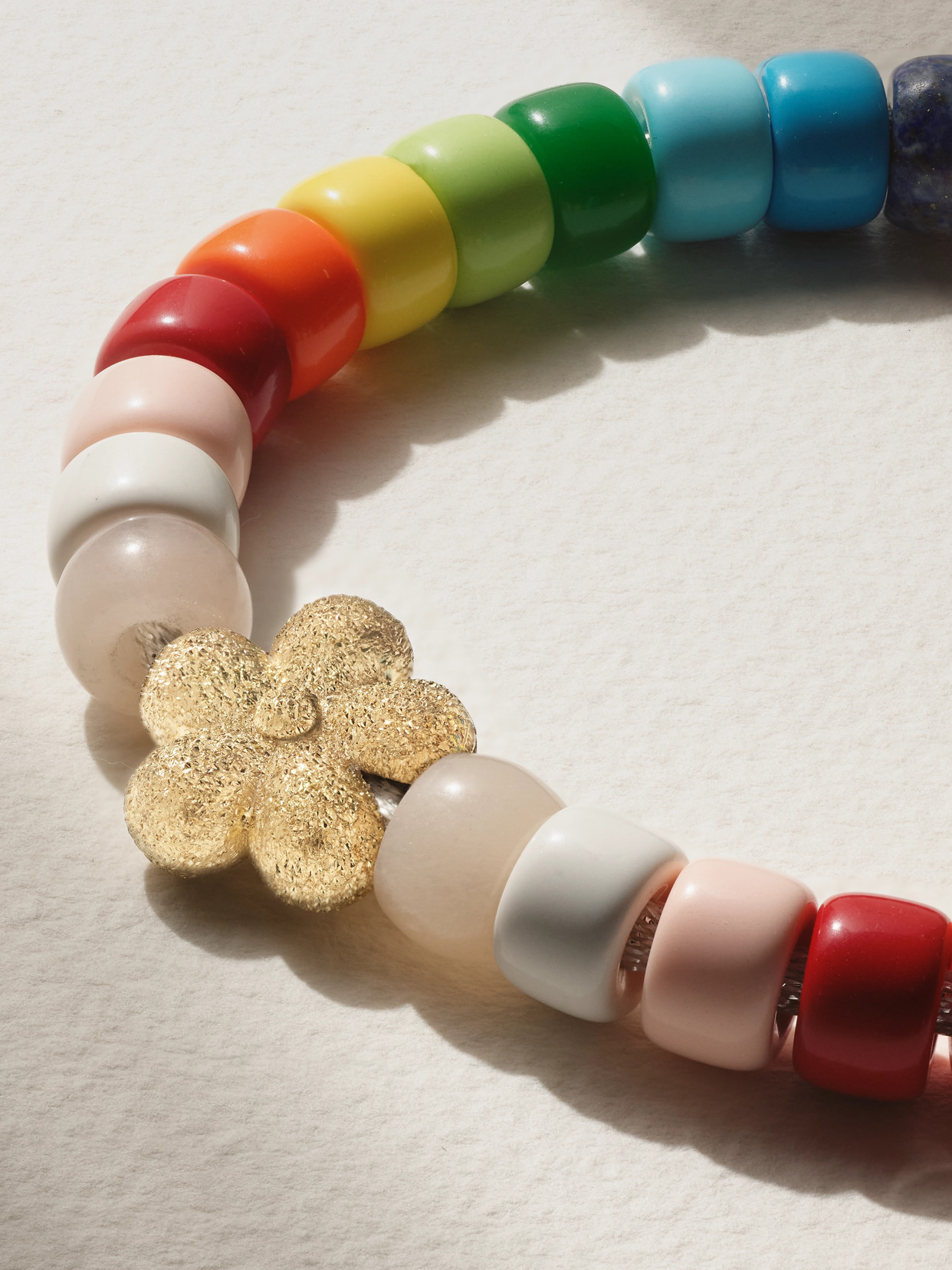 CAROLINA BUCCI FORTE BEADS 18-KARAT GOLD AND LUREX MULTI-STONE BRACELET KIT