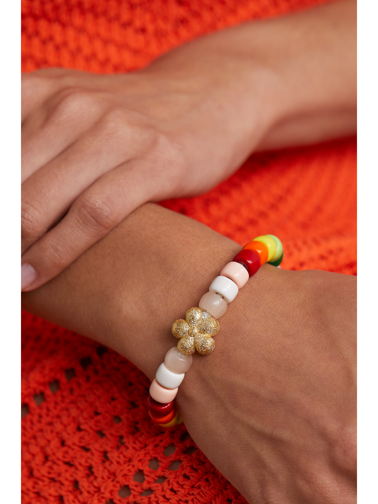 CAROLINA BUCCI FORTE BEADS 18-KARAT GOLD AND LUREX MULTI-STONE BRACELET KIT