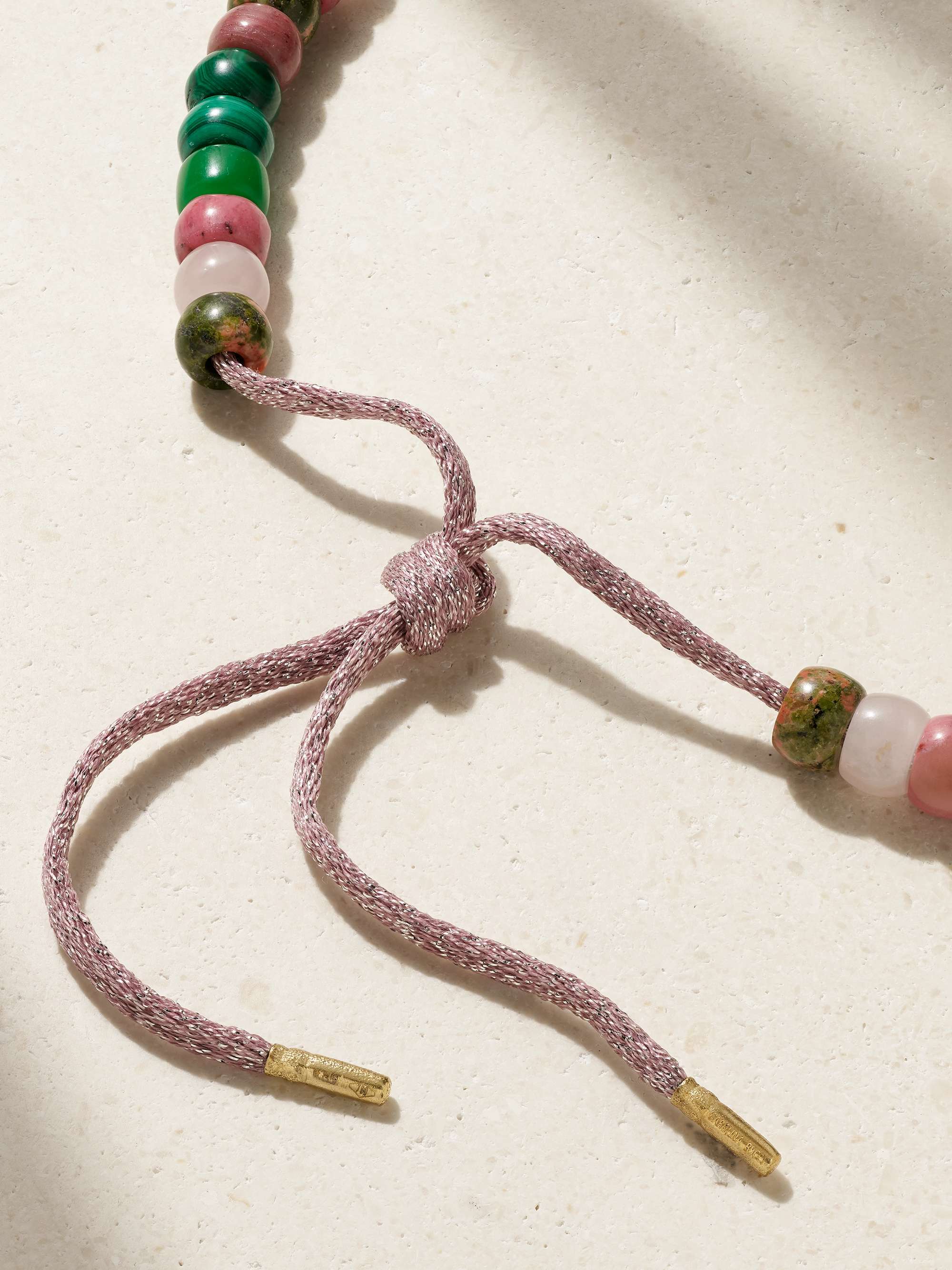 CAROLINA BUCCI Comporta FORTE Beads 18-karat yellow and rose gold and Lurex multi-stone necklace
