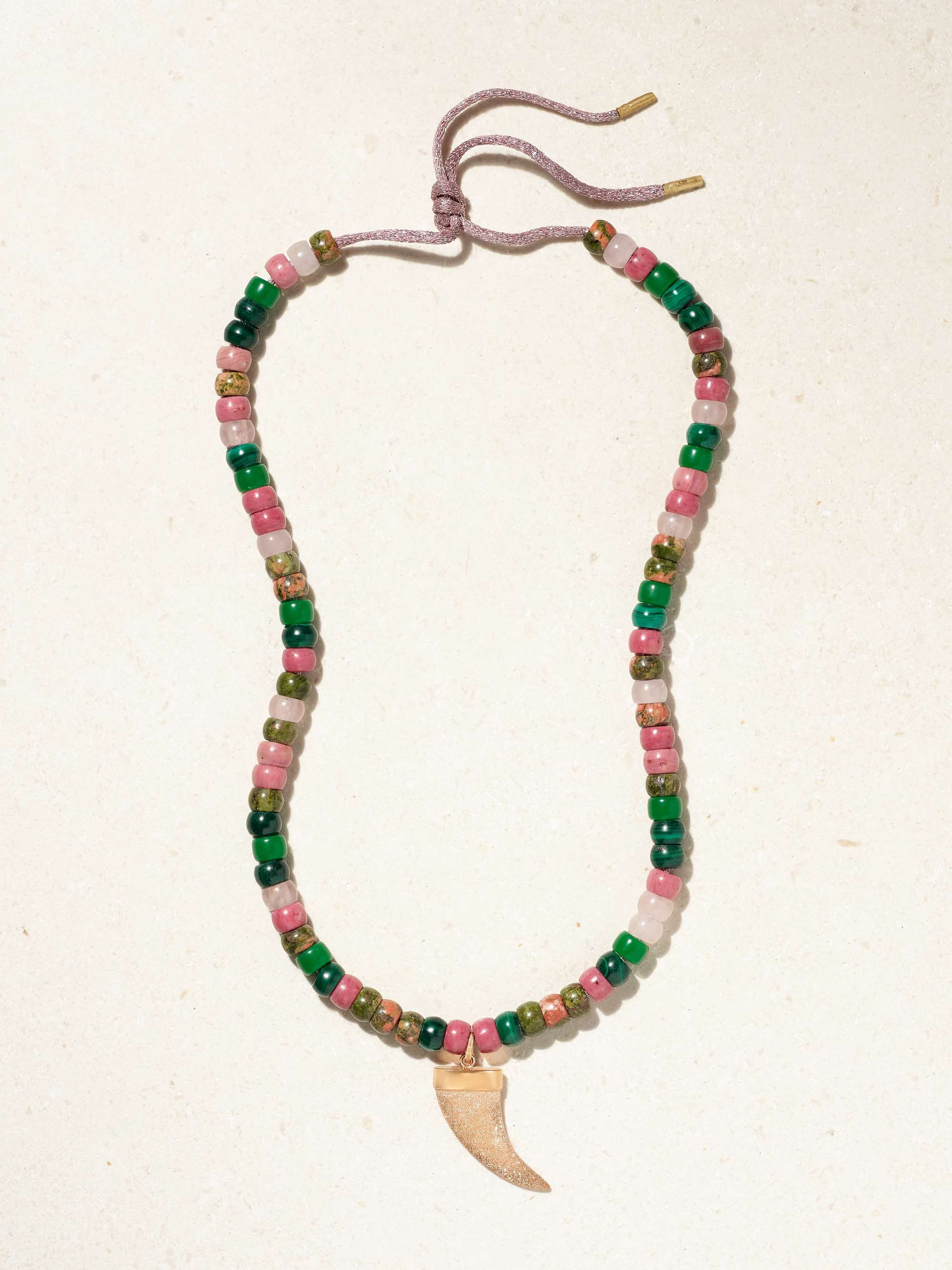 CAROLINA BUCCI Comporta FORTE Beads 18-karat yellow and rose gold and Lurex multi-stone necklace