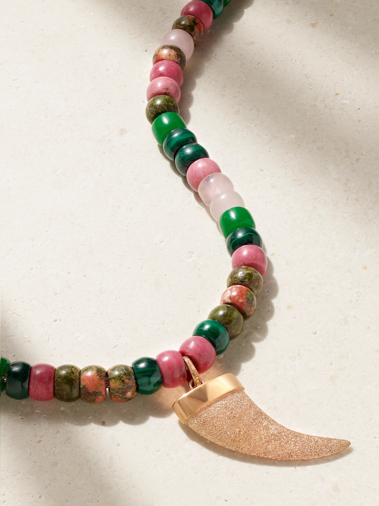 Carolina Bucci - Comporta Forte Beads 18-karat Yellow And Rose Gold And Lurex Multi-stone Necklace - Pink