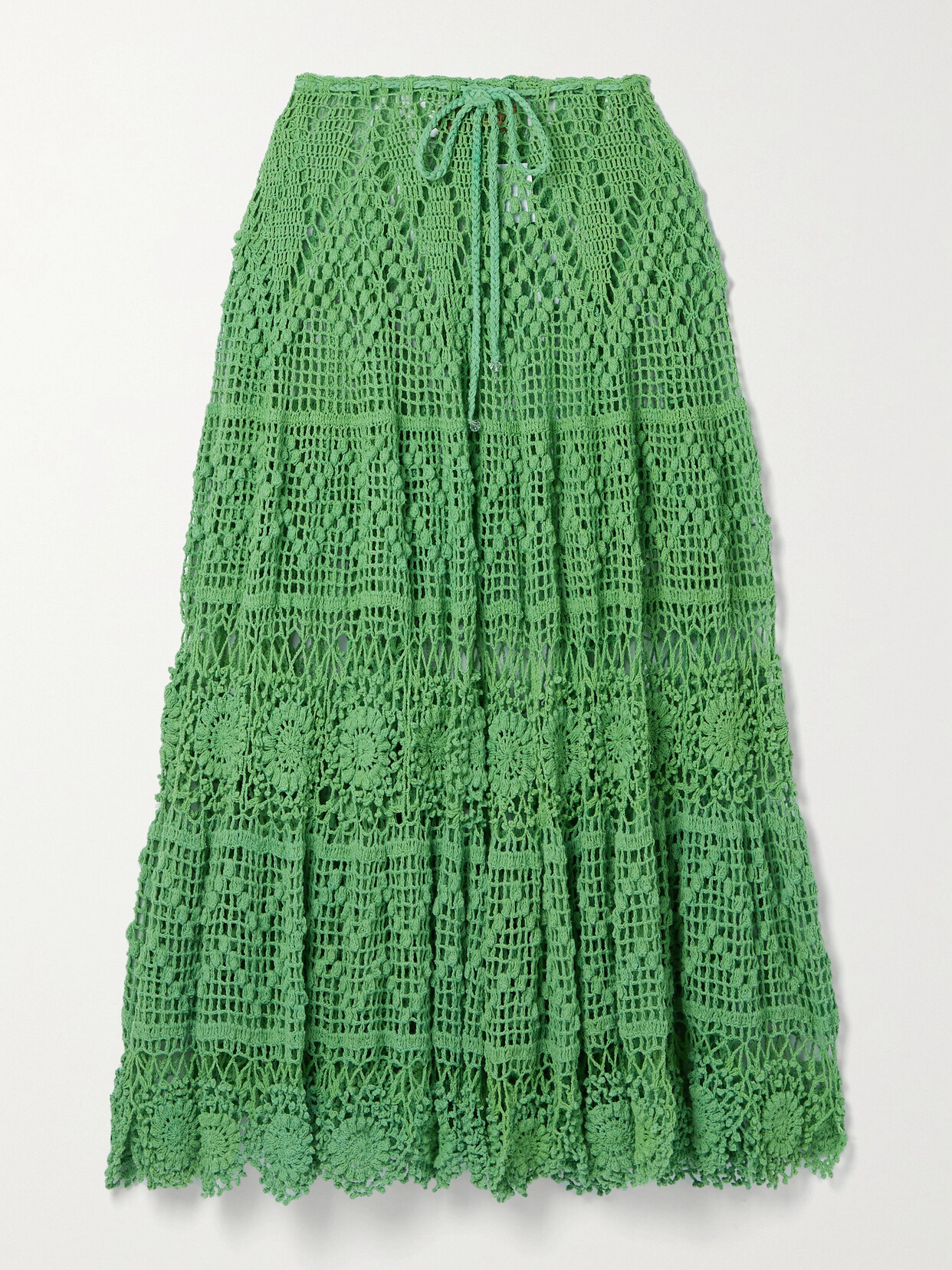 Alix Pinho Joyce Crocheted Cotton Maxi Skirt In Green ModeSens