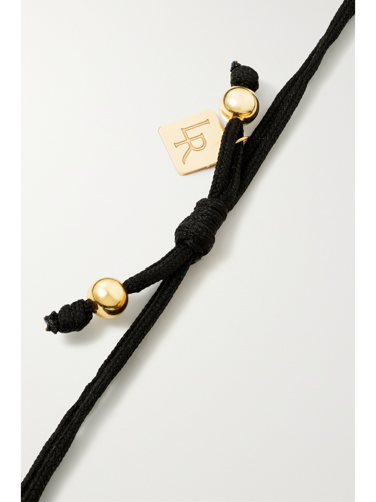 Shop Lauren Rubinski 14-karat Gold And Cord Bracelet