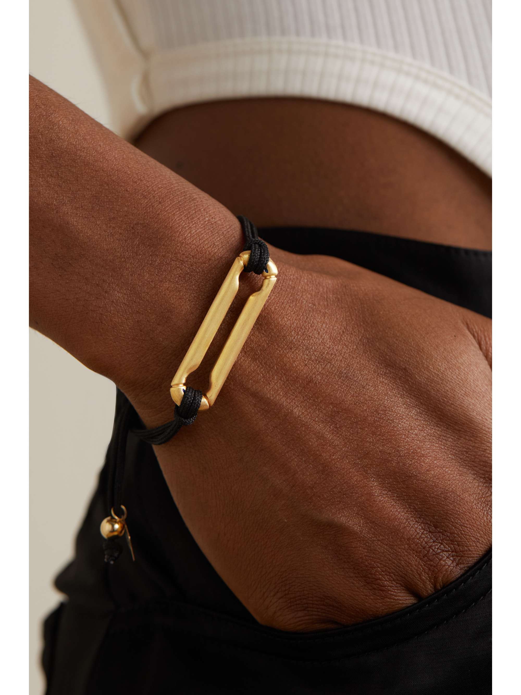 LAUREN RUBINSKI 14-karat gold and cord bracelet