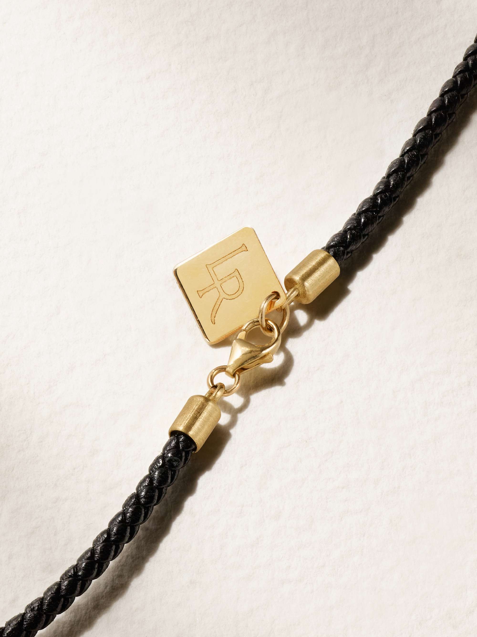 LAUREN RUBINSKI 14-karat gold and leather necklace