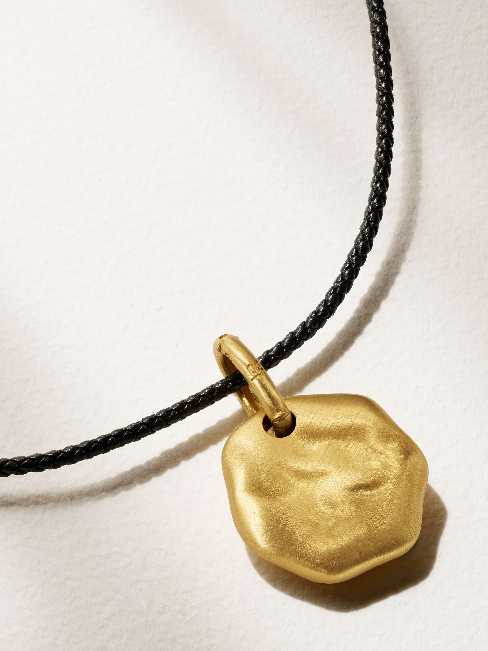 LAUREN RUBINSKI 14-karat gold and leather necklace