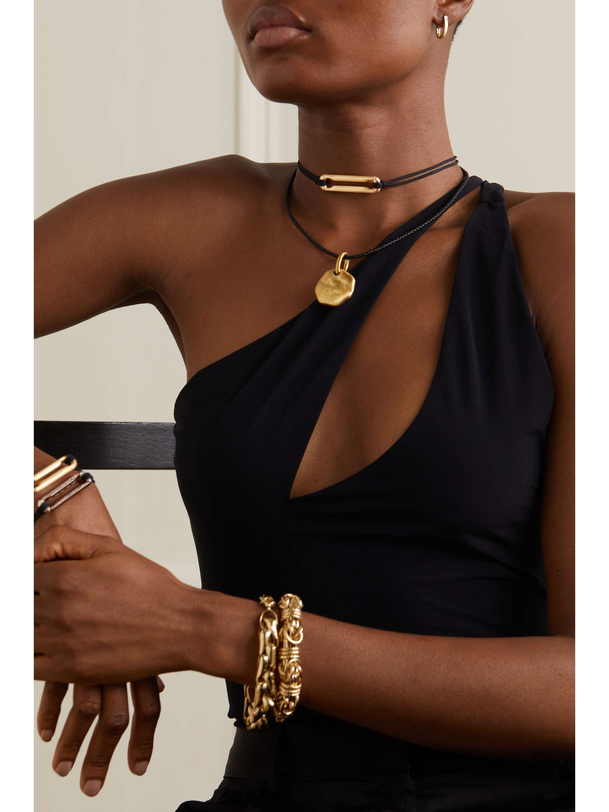 LAUREN RUBINSKI 14-karat gold and cord necklace