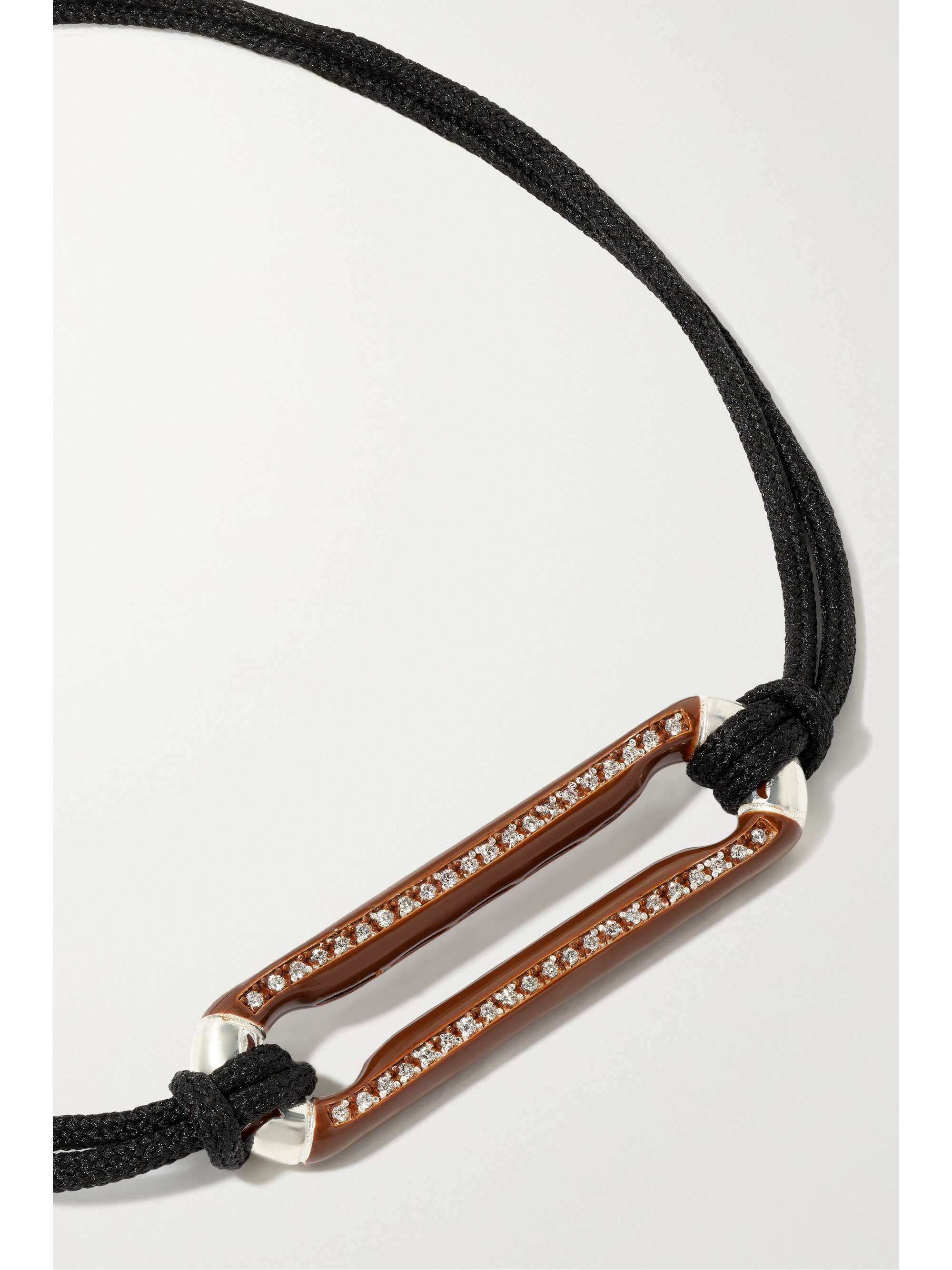 LAUREN RUBINSKI Sterling silver, cord, enamel and diamond bracelet