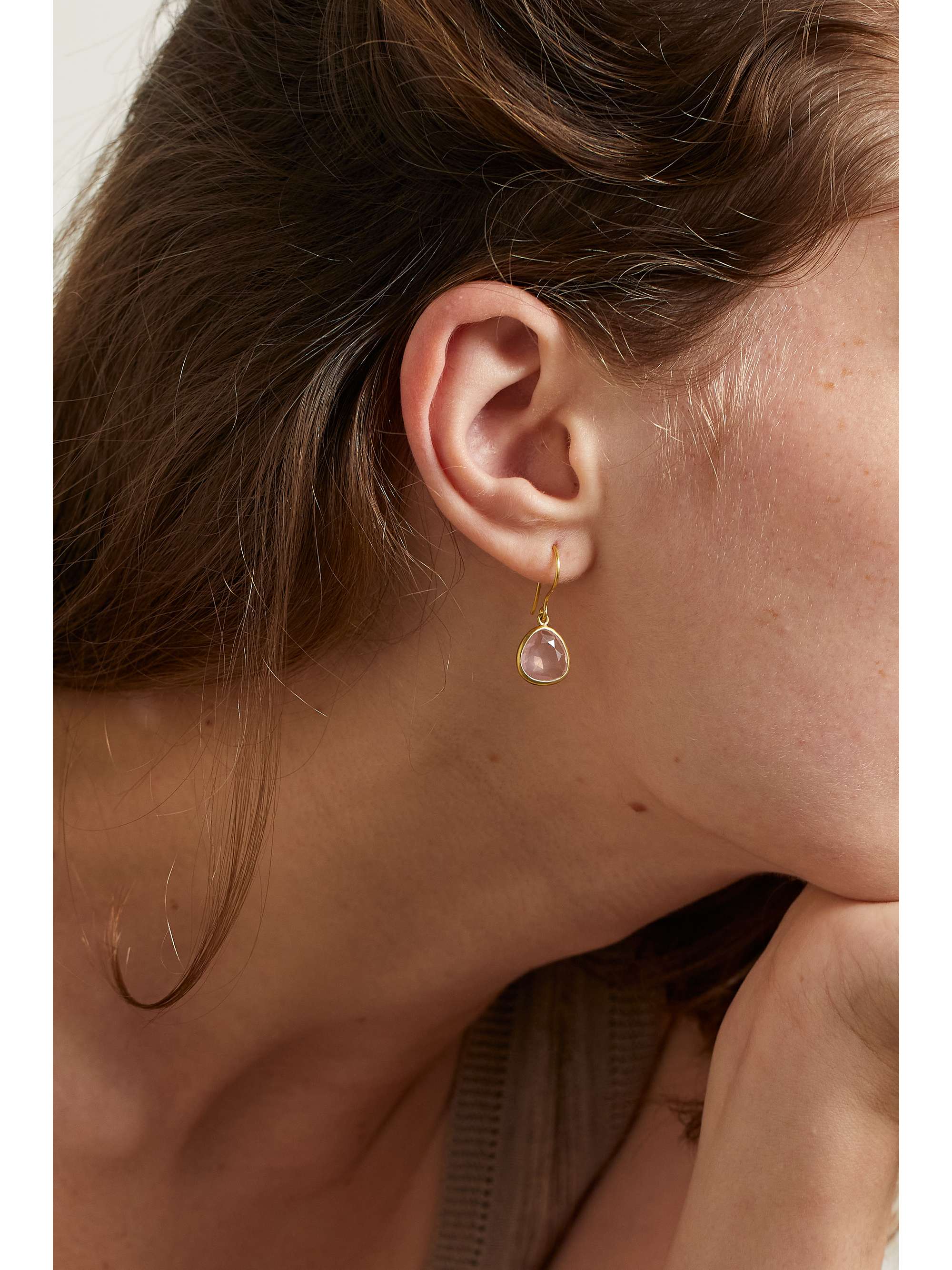 PIPPA SMALL 18-karat gold rose quartz earrings