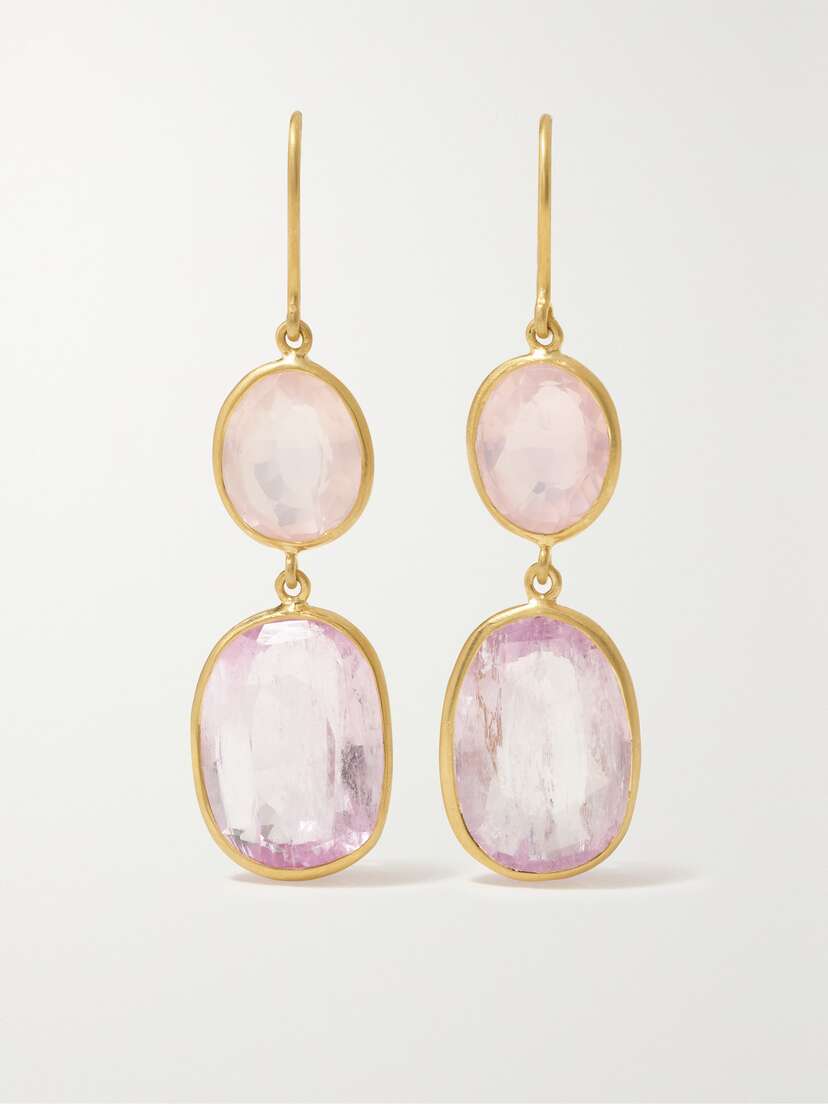 Pippa Small 18-karat Gold, Kunzite And Rose Quartz Earrings