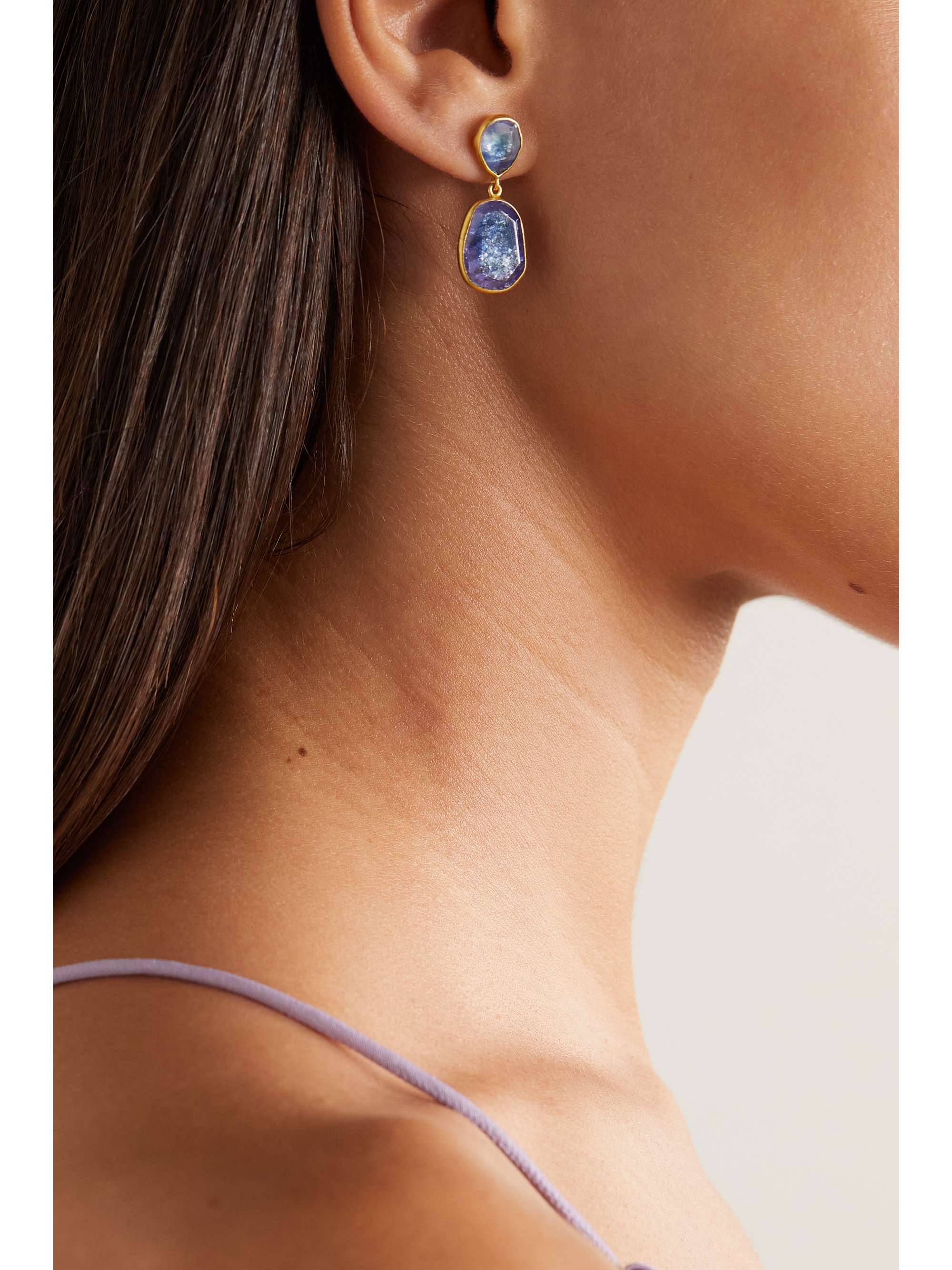 PIPPA SMALL 18-karat gold, tanzanite and kyanite earrings