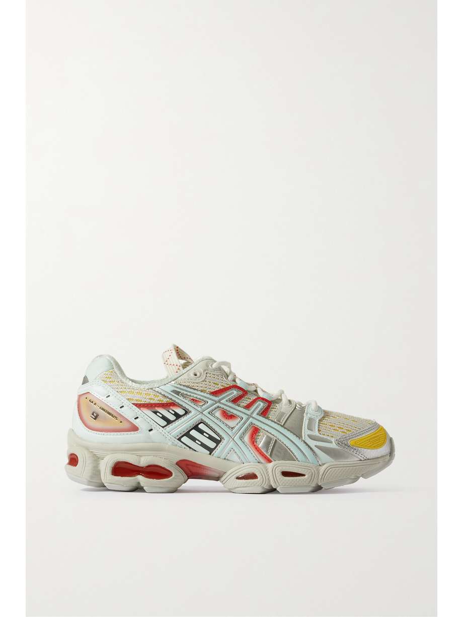 Ub5-S Gel-Nimbus 9 metallic faux leather-trimmed mesh sneakers