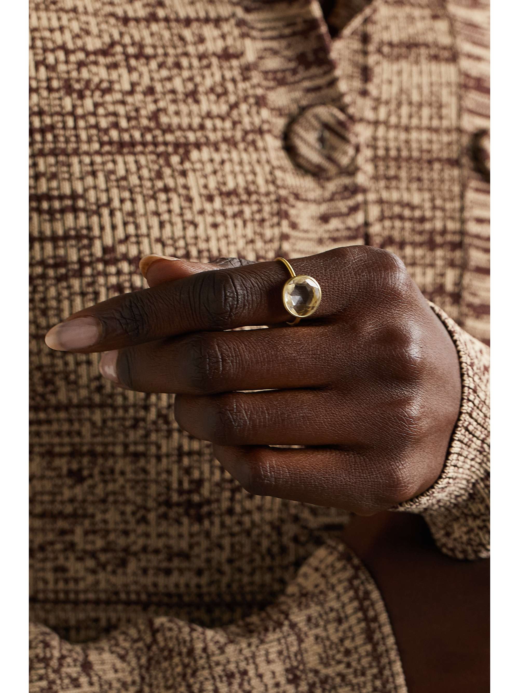 PIPPA SMALL 18-karat gold rose quartz ring