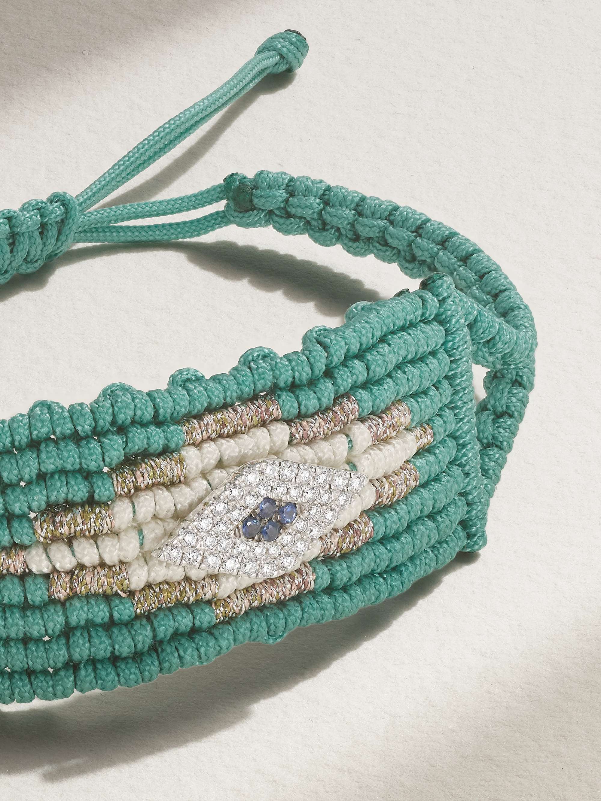 DIANE KORDAS Evil Eye woven cord, diamond and sapphire bracelet