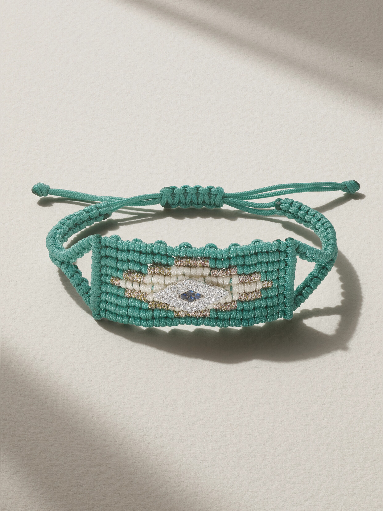 Diane Kordas Evil Eye Woven Cord, Diamond And Sapphire Bracelet In Blue