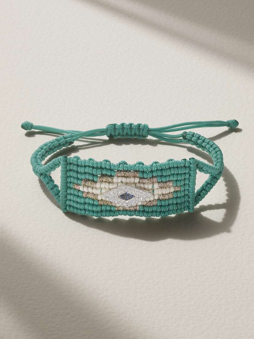Diane Kordas Evil Eye Woven Cord, Diamond And Sapphire Bracelet