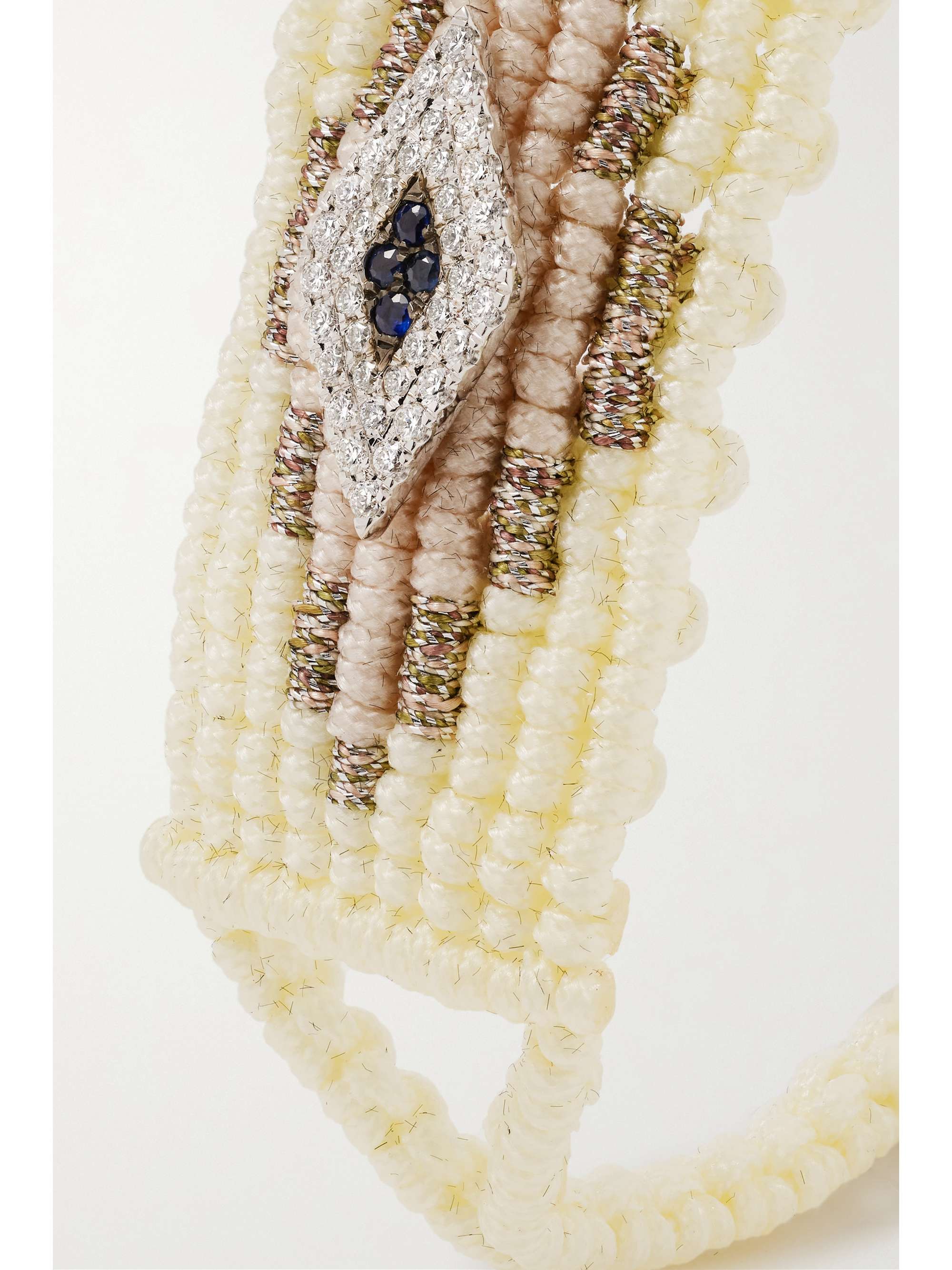 DIANE KORDAS Bracelet en corde tressée, diamants et saphirs Evil Eye