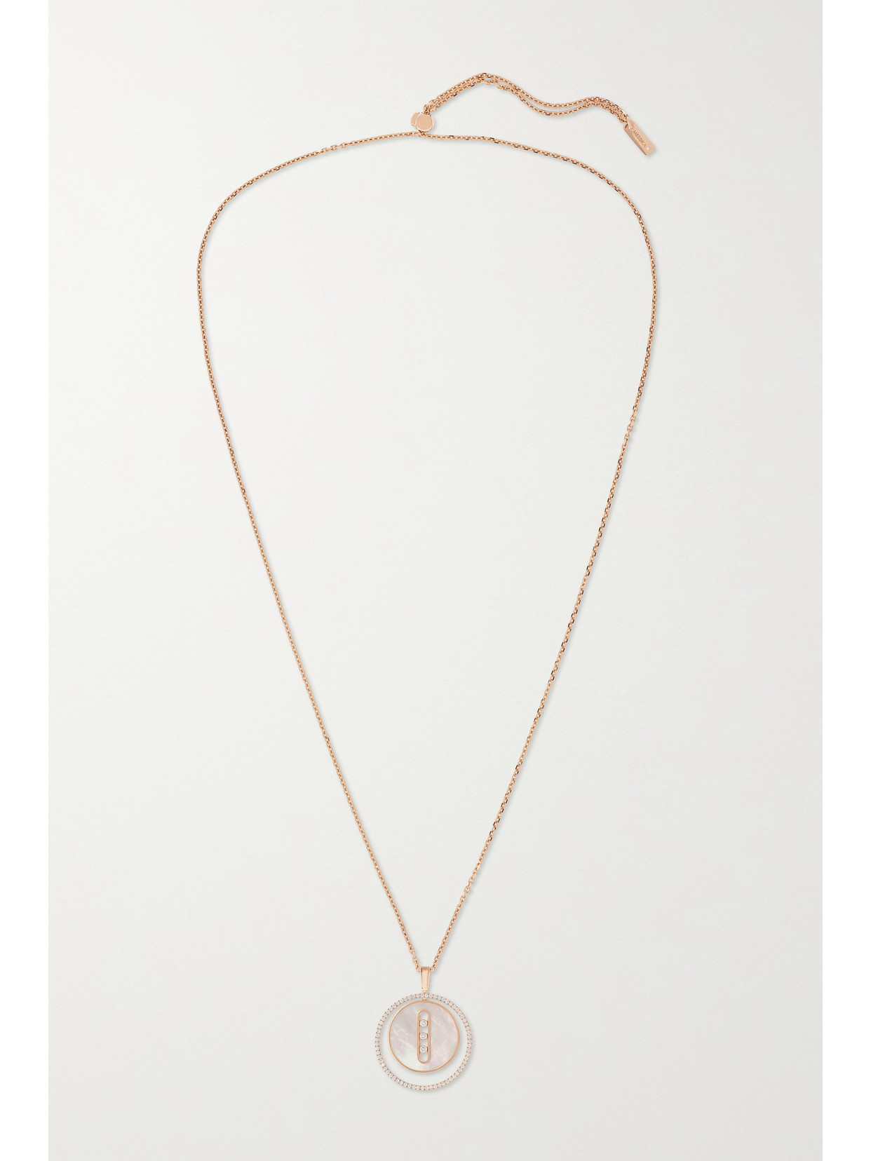 Shop Messika Lucky Move 18-karat Rose Gold, Mother-of-pearl And Diamond Necklace