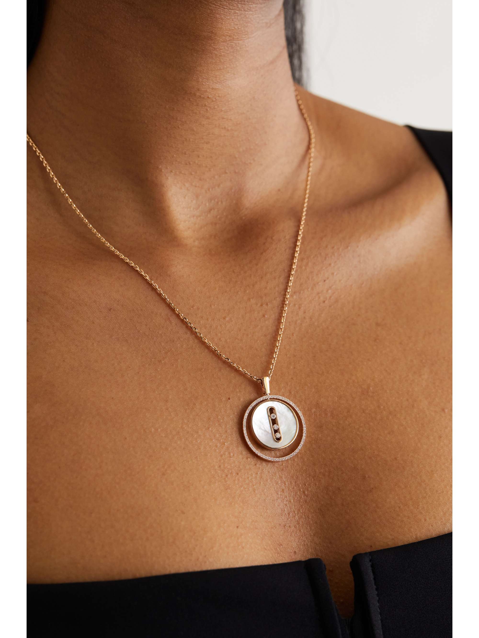 MESSIKA Lucky Move 18-karat rose gold, mother-of-pearl and diamond necklace