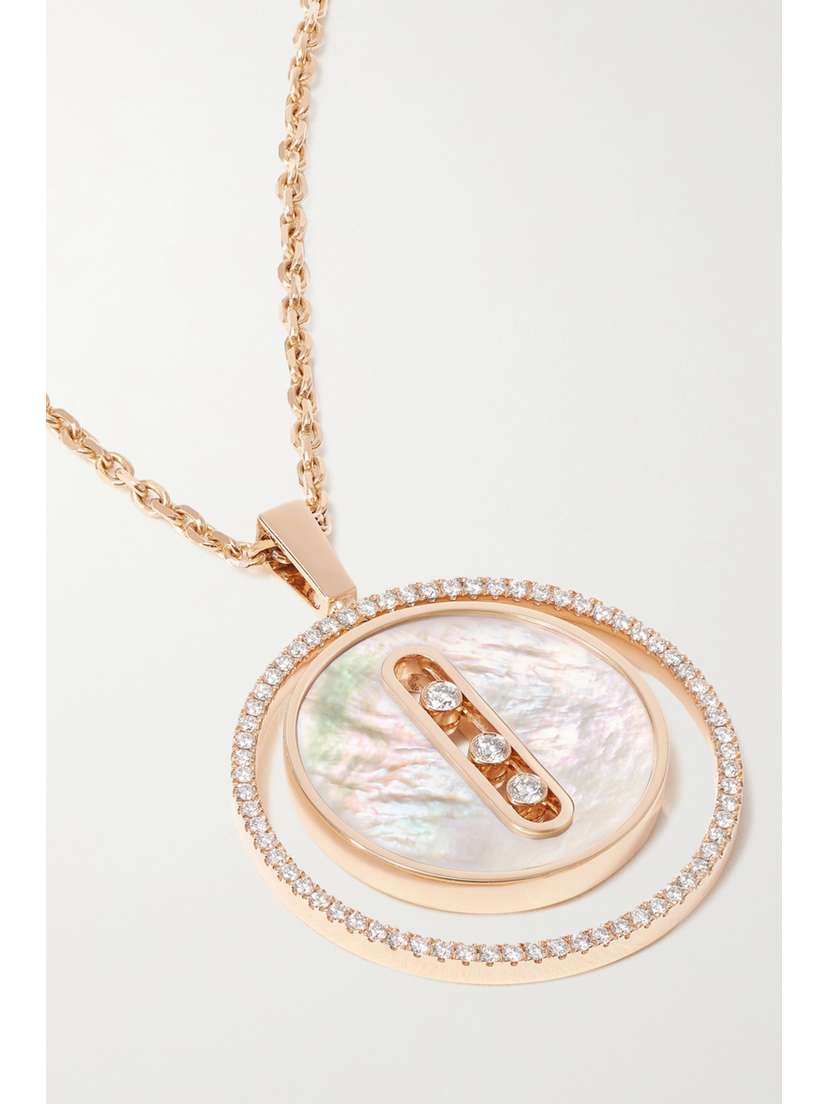Messika Lucky Move 18-karat Rose Gold, Mother-of-pearl And Diamond Necklace