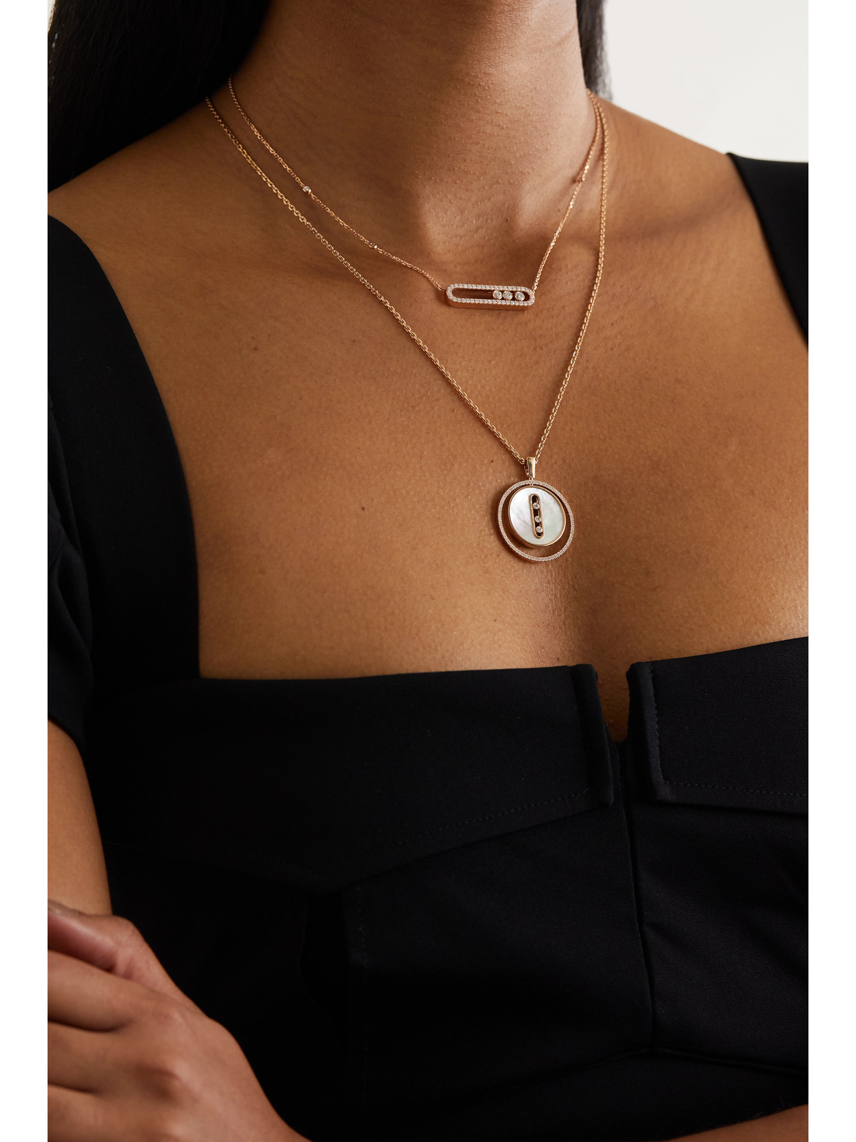Messika Lucky Move 18-karat Rose Gold, Mother-of-pearl And Diamond Necklace In Rose Gold