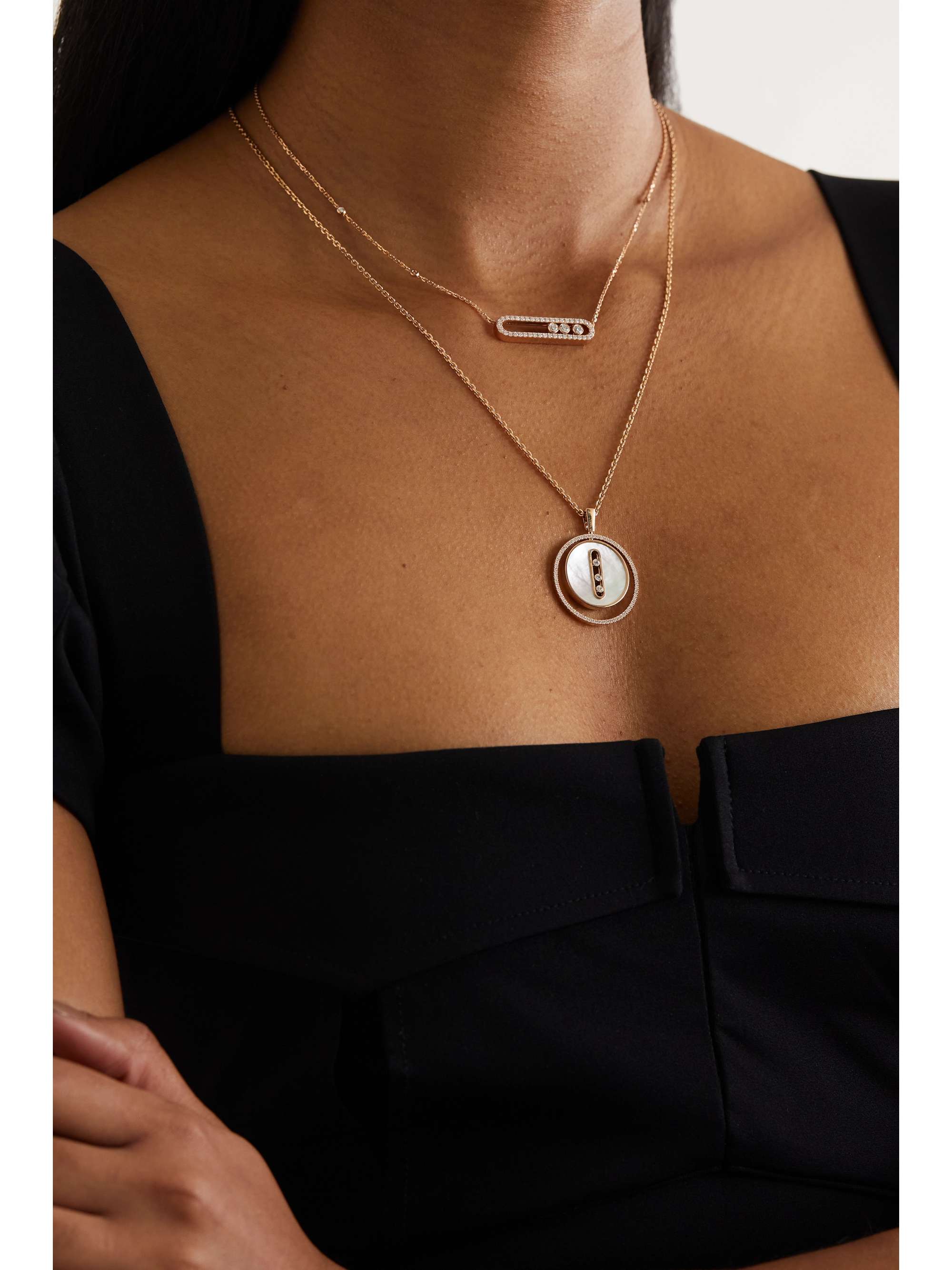 MESSIKA Lucky Move 18-karat rose gold, mother-of-pearl and diamond necklace