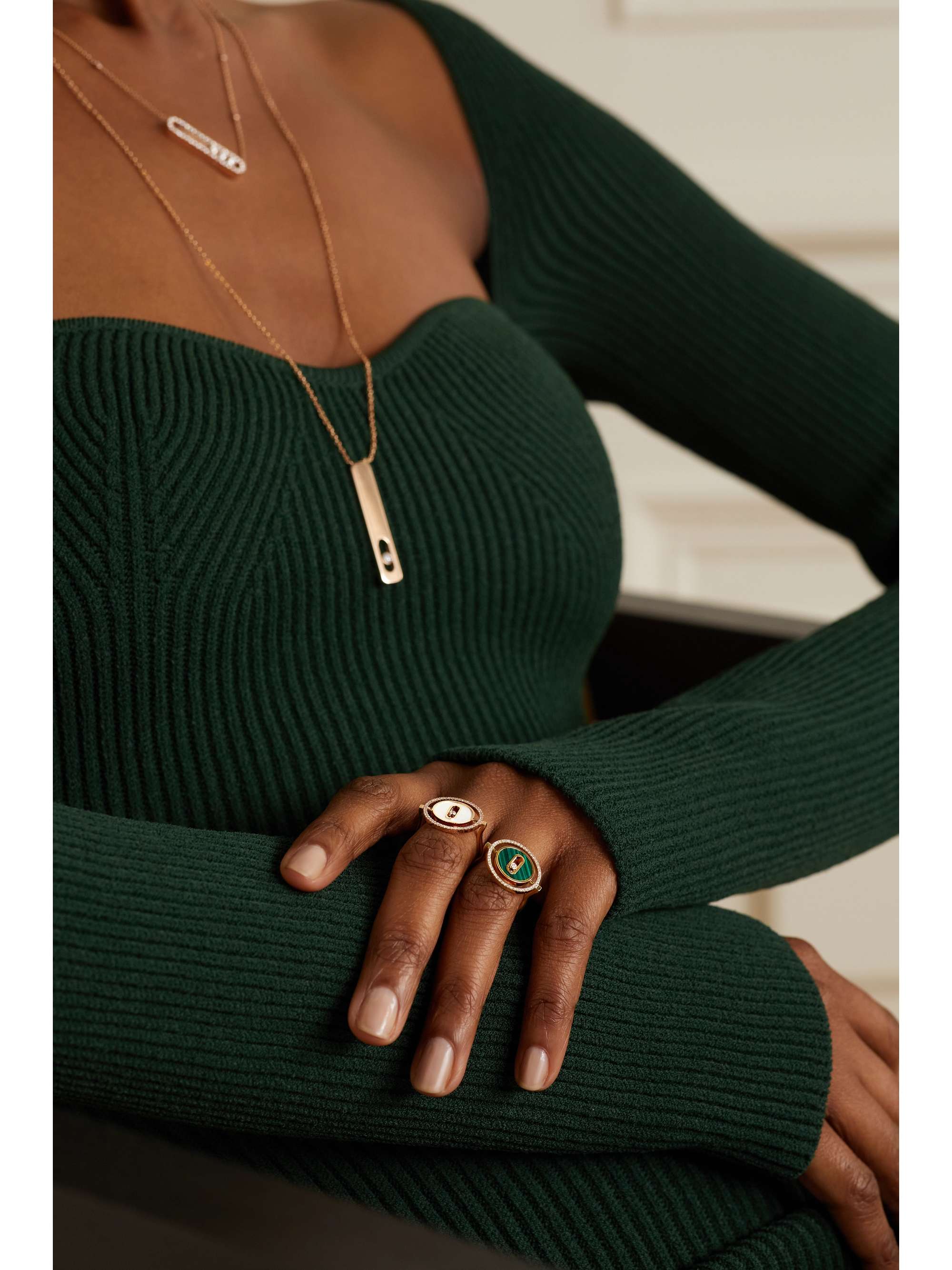MESSIKA Lucky Move 18-karat rose gold, turquoise and diamond ring