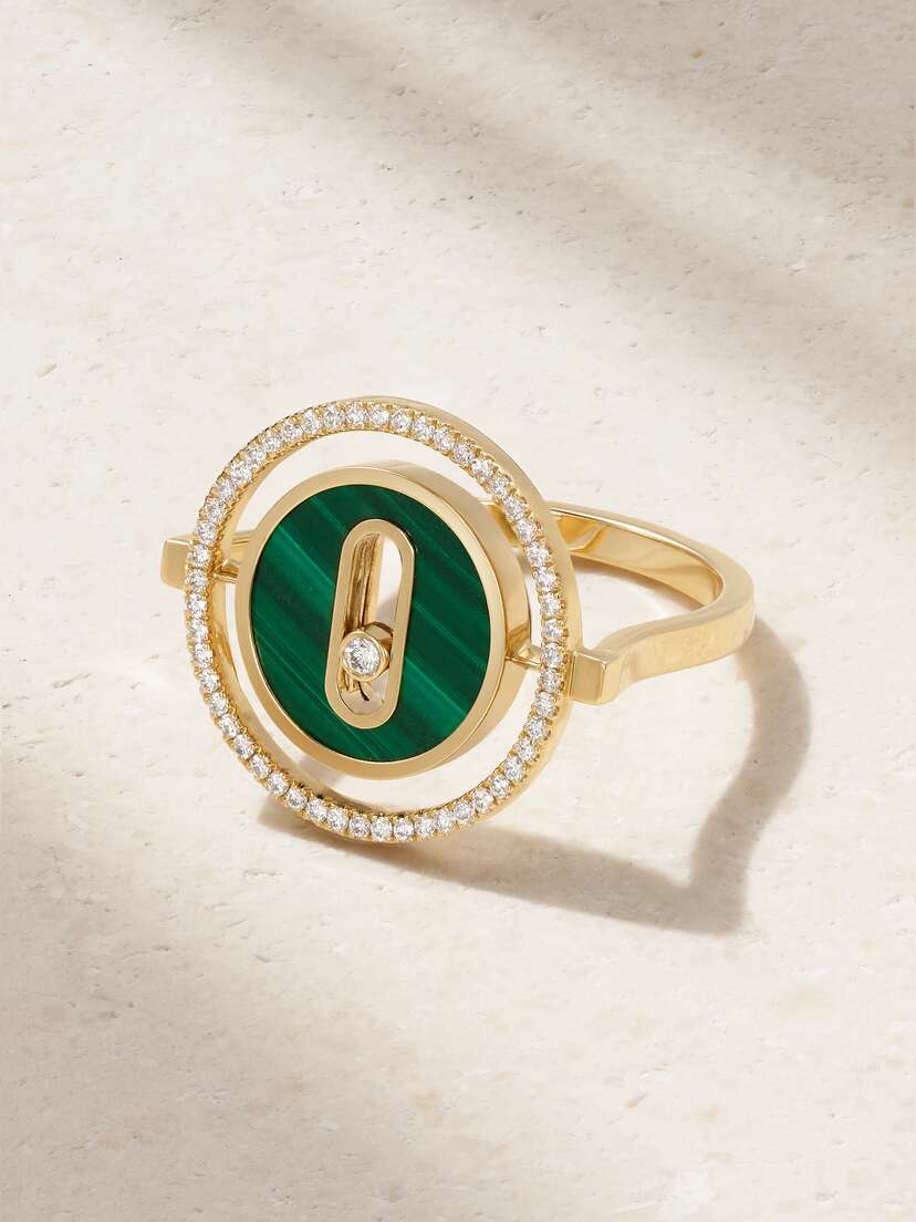 Messika Lucky Move 18-karat Gold, Malachite And Diamond Ring
