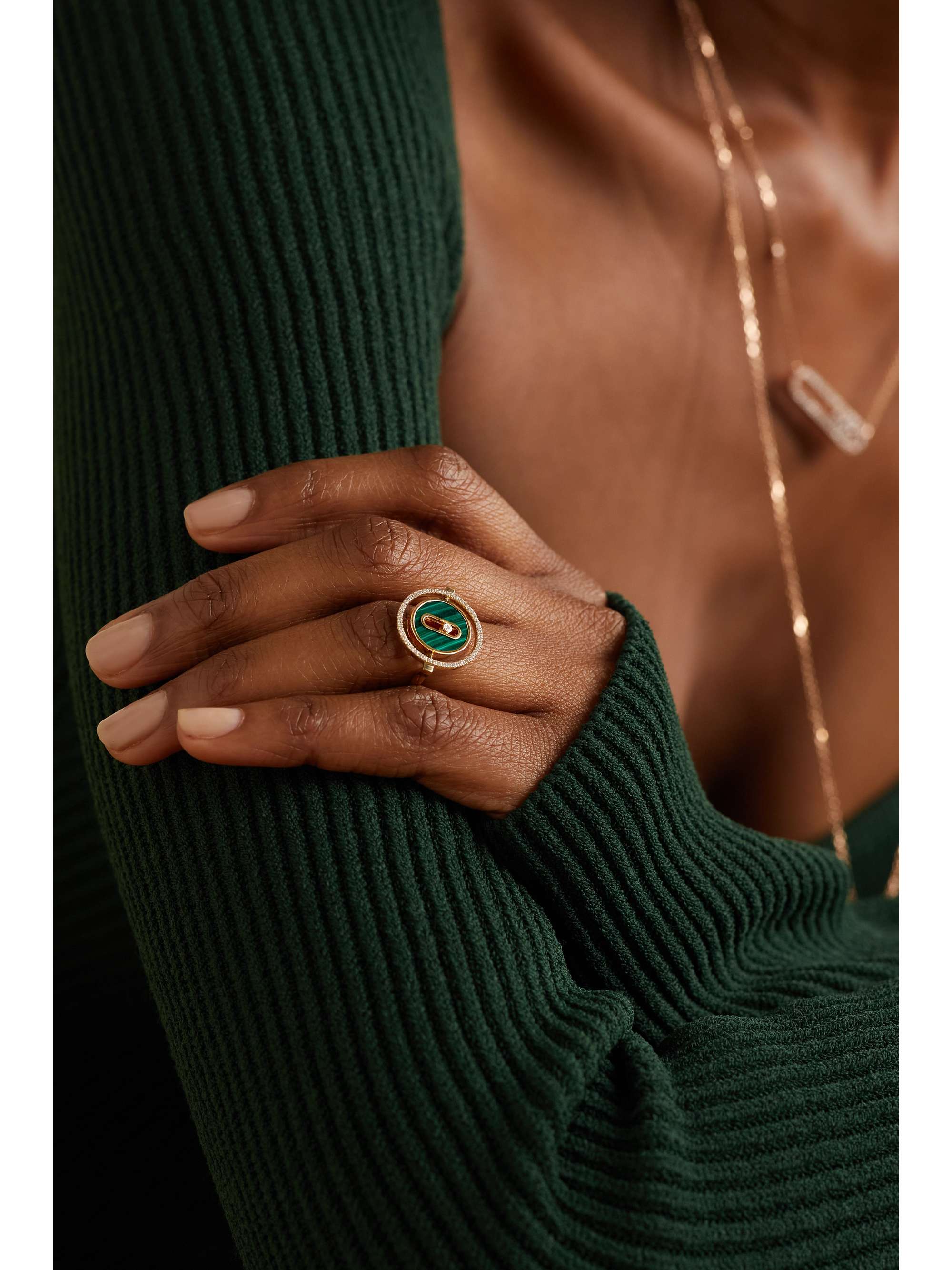 MESSIKA Lucky Move 18-karat rose gold, turquoise and diamond ring