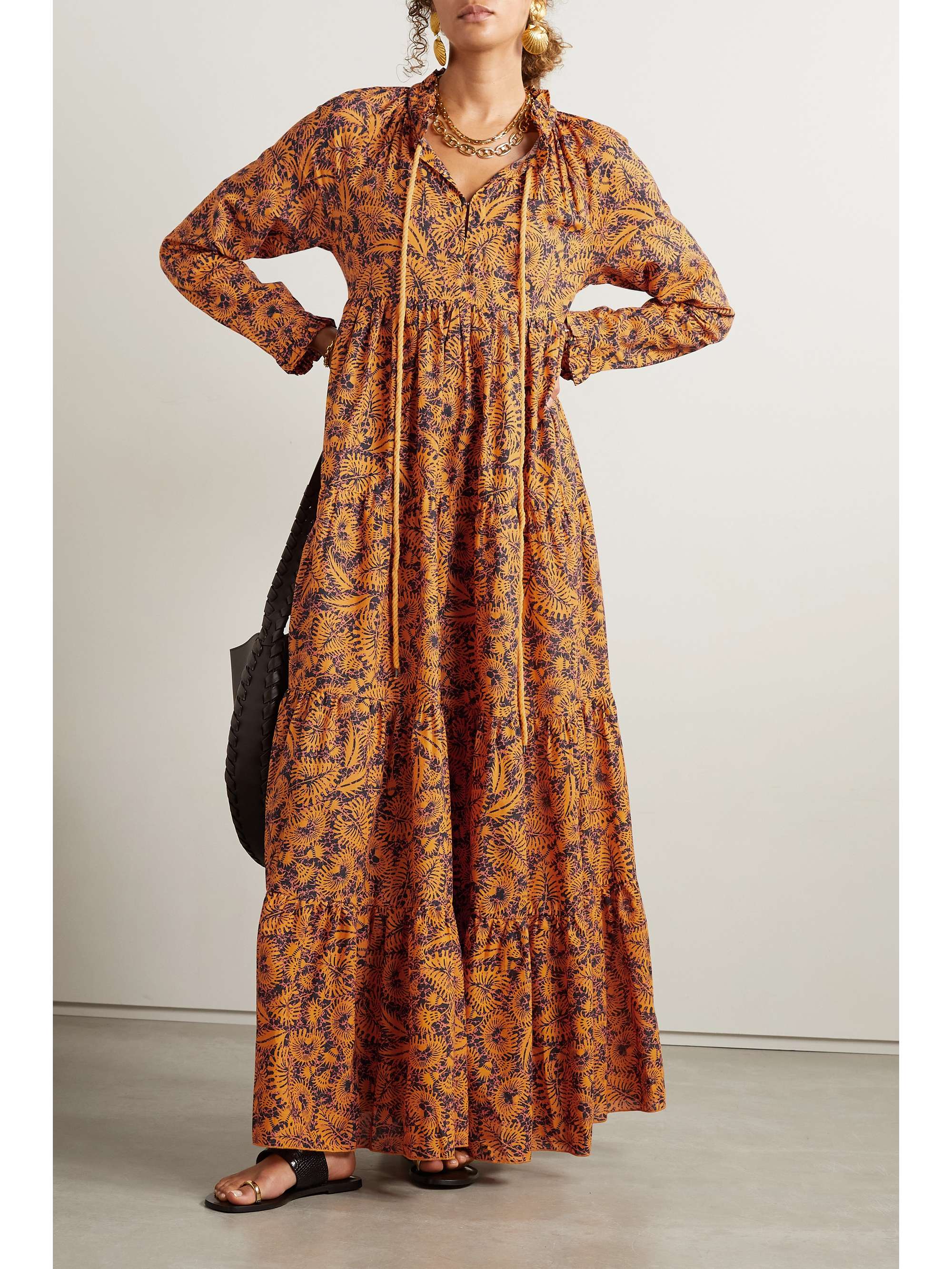 Orange Cora tiered printed organic 