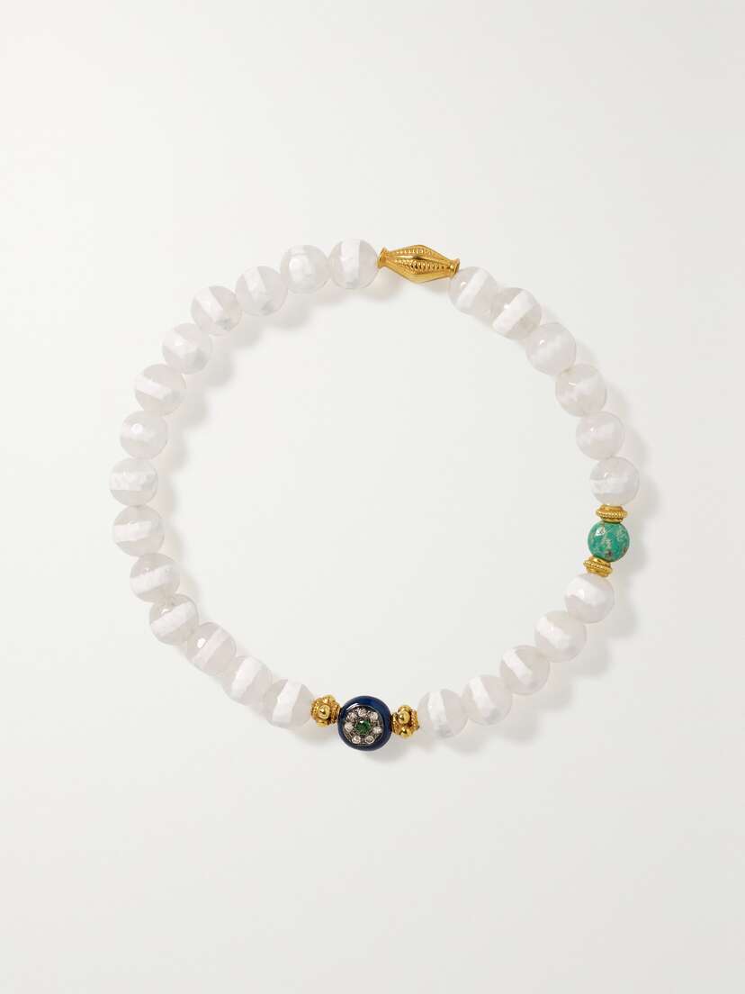 Ileana Makri 18-karat Gold, Sterling Silver And Enamel Multi-stone Bracelet
