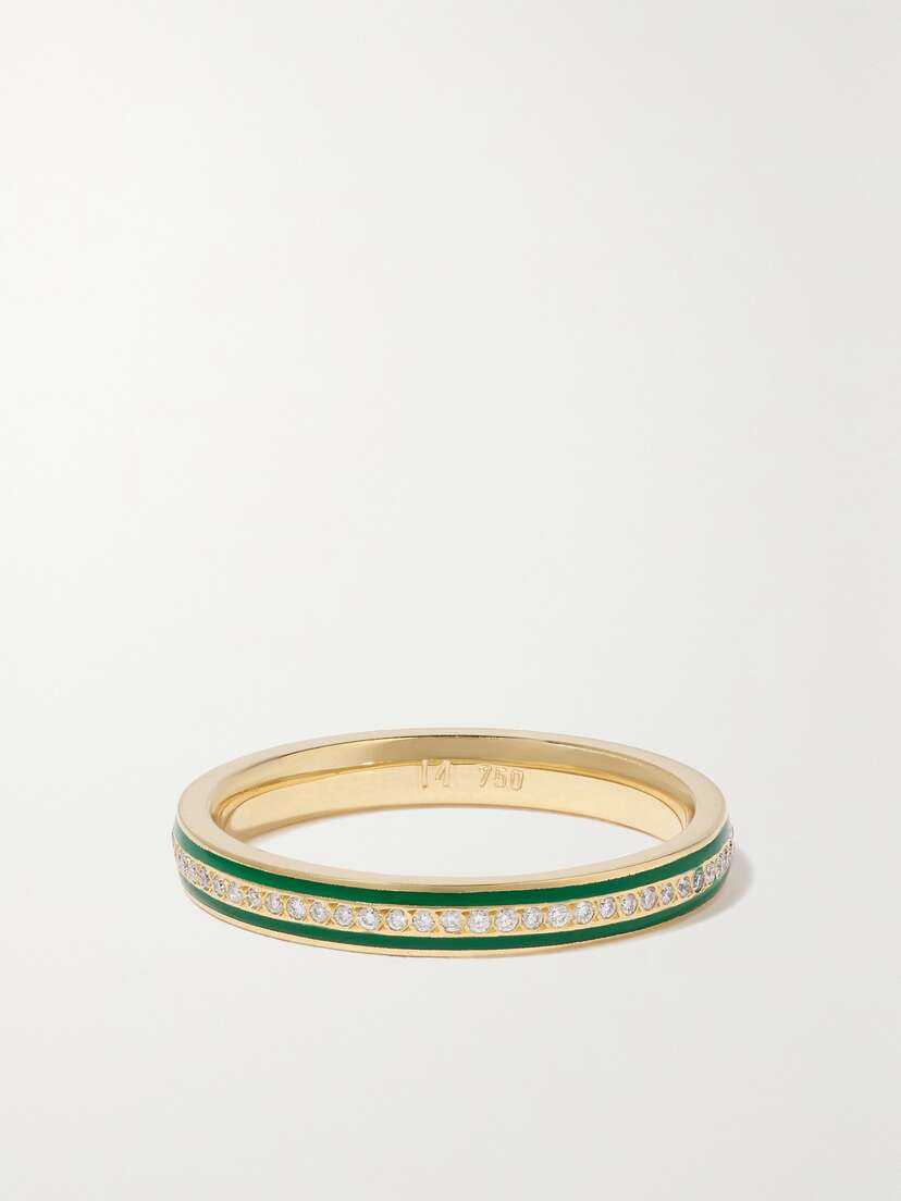 Ileana Makri Thread 1-karat Gold, Enamel And Diamond Eternity Ring
