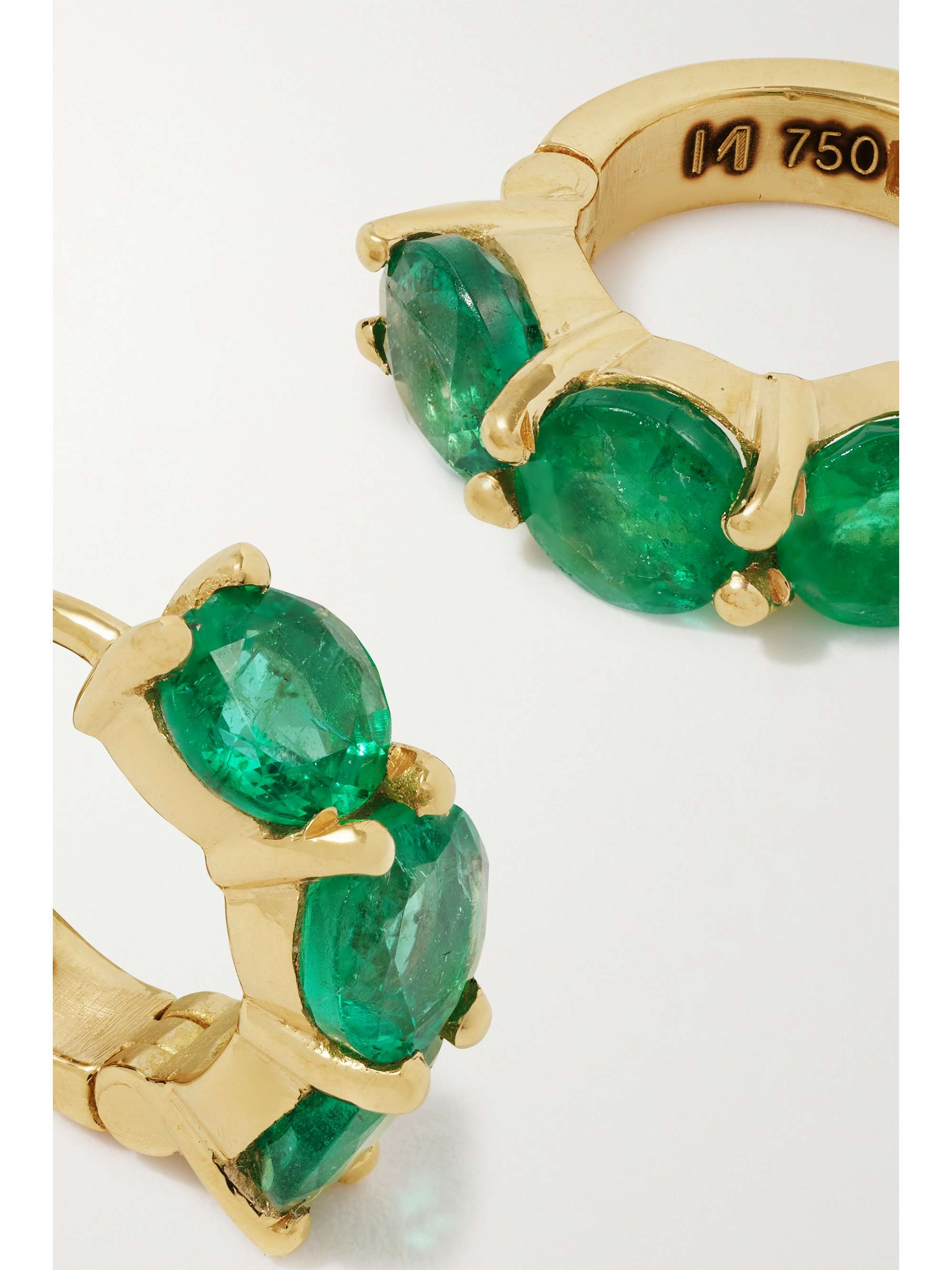 ILEANA MAKRI 18-karat gold emerald hoop earrings