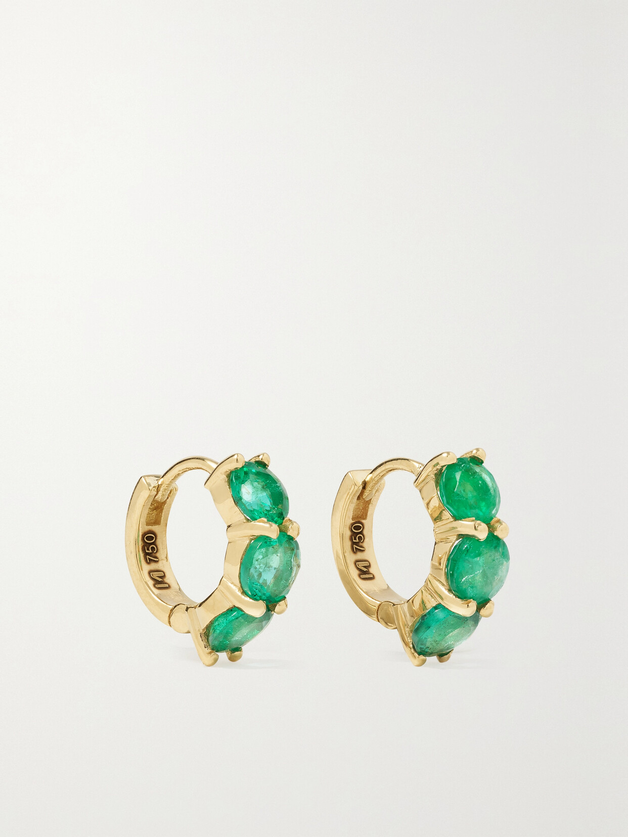 Ileana Makri Women's Rivulet Small 14k Yellow Gold & Emerald Oval Hoops In Green Gold