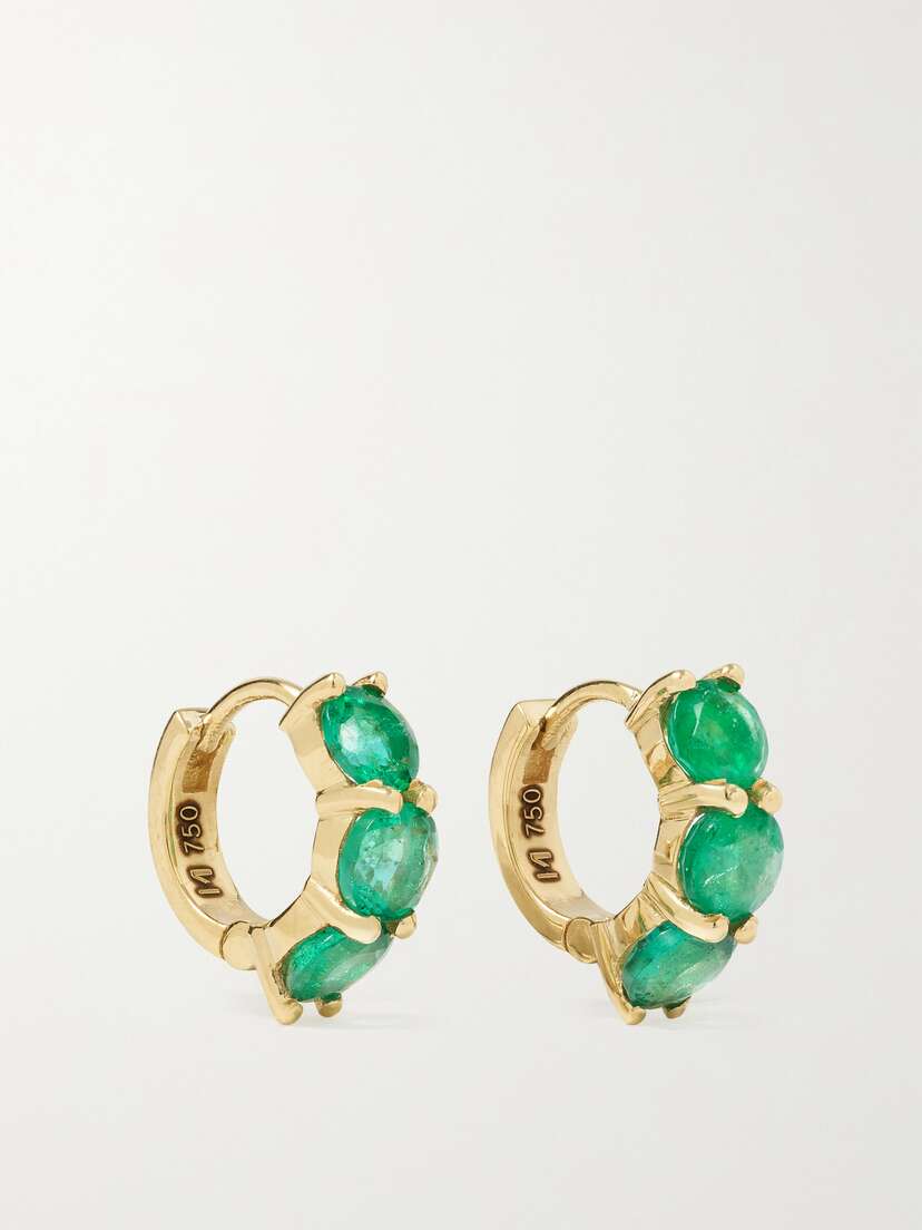 Ileana Makri 18-karat Gold Emerald Hoop Earrings