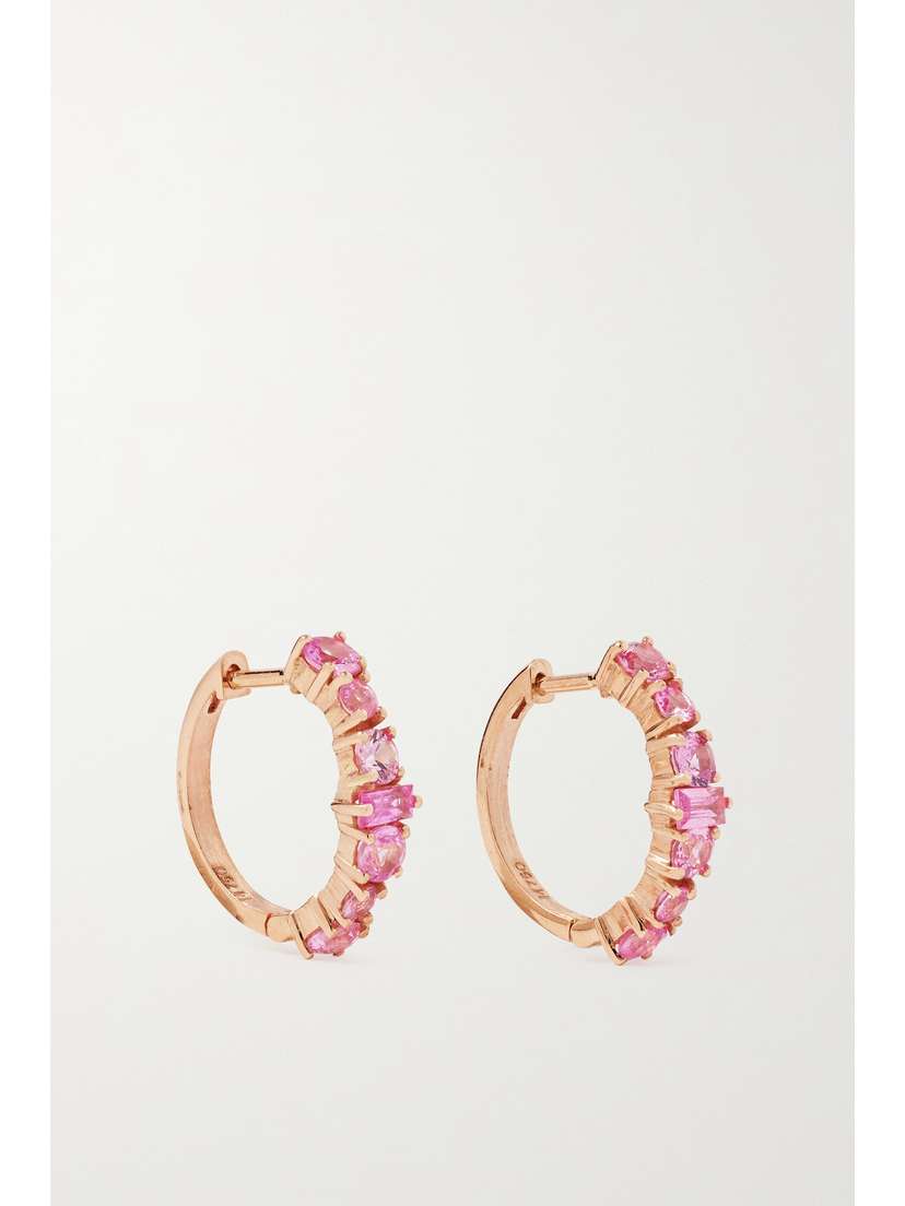 Ileana Makri Rivulet Spread 18-karat Rose Gold Sapphire Hoop Earrings