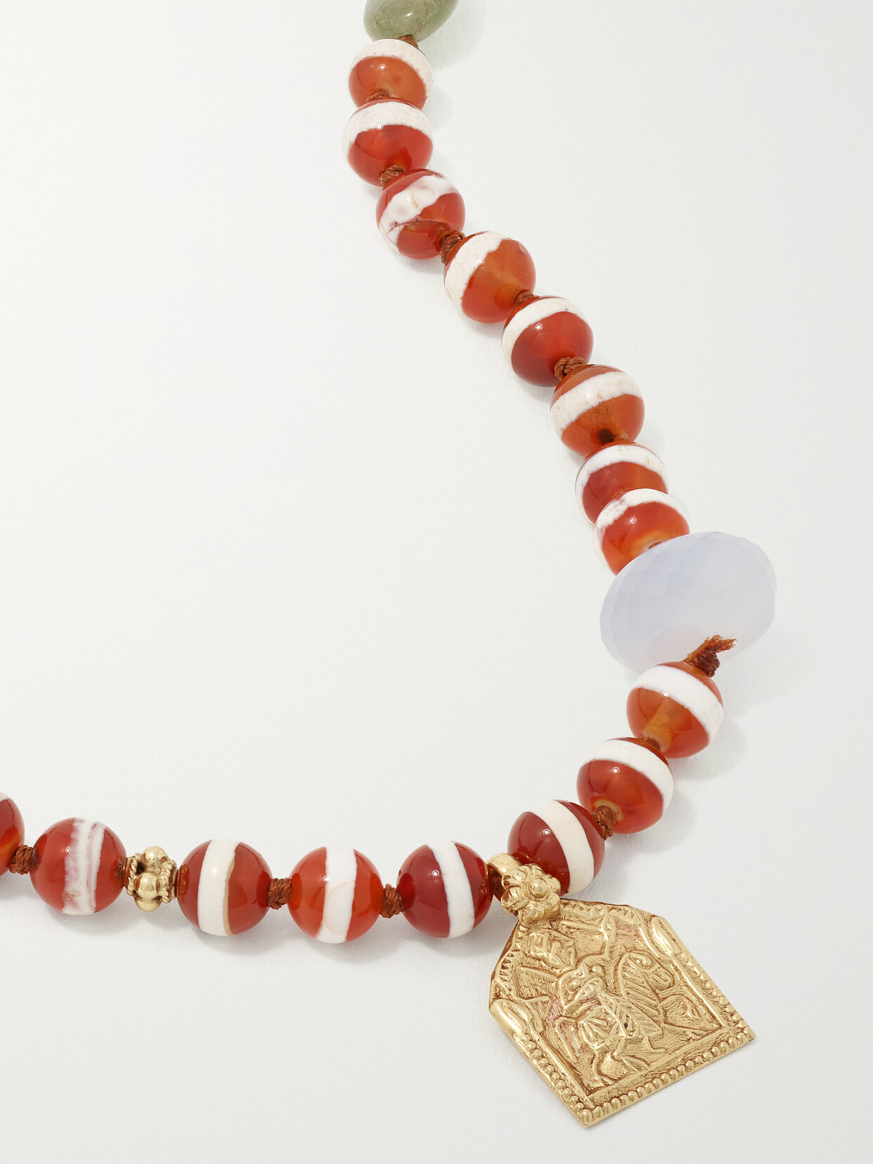 Ileana Makri 18-karat Gold, Agate And Diamond Necklace In Brown