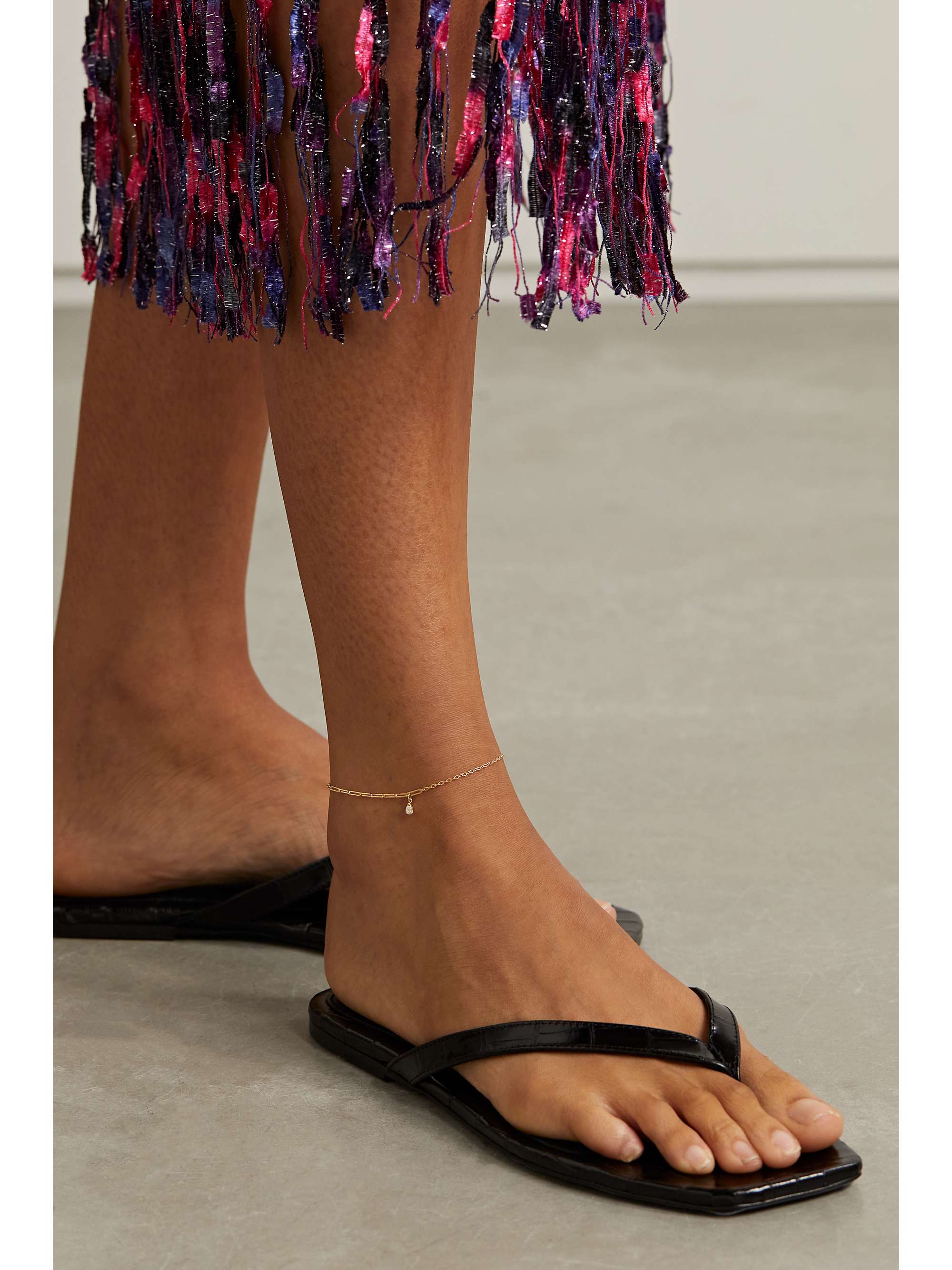 Gold 18karat gold diamond anklet YVONNE LÉON NETAPORTER
