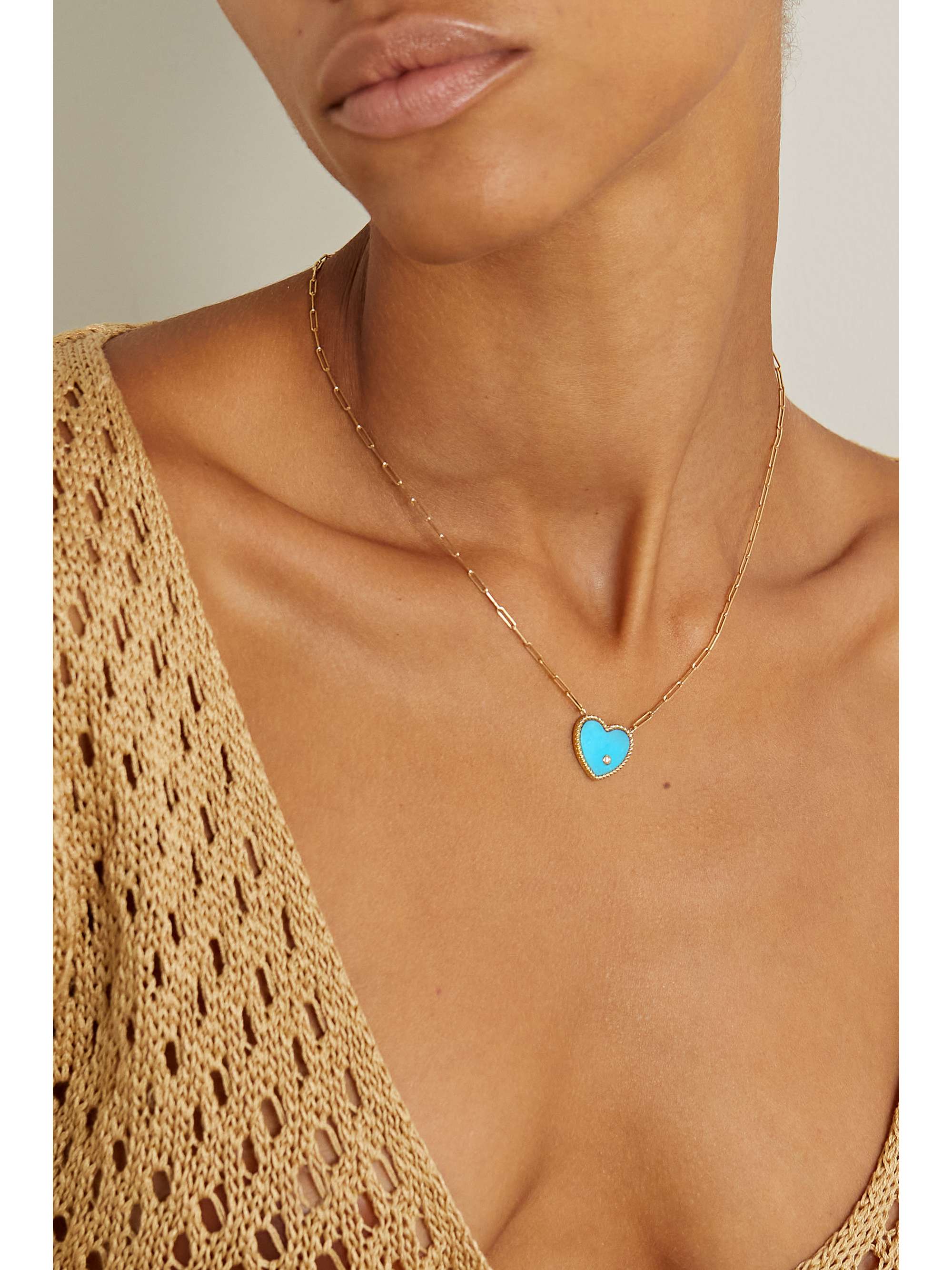 YVONNE LÉON 9- and 18-karat gold, agate and diamond necklace