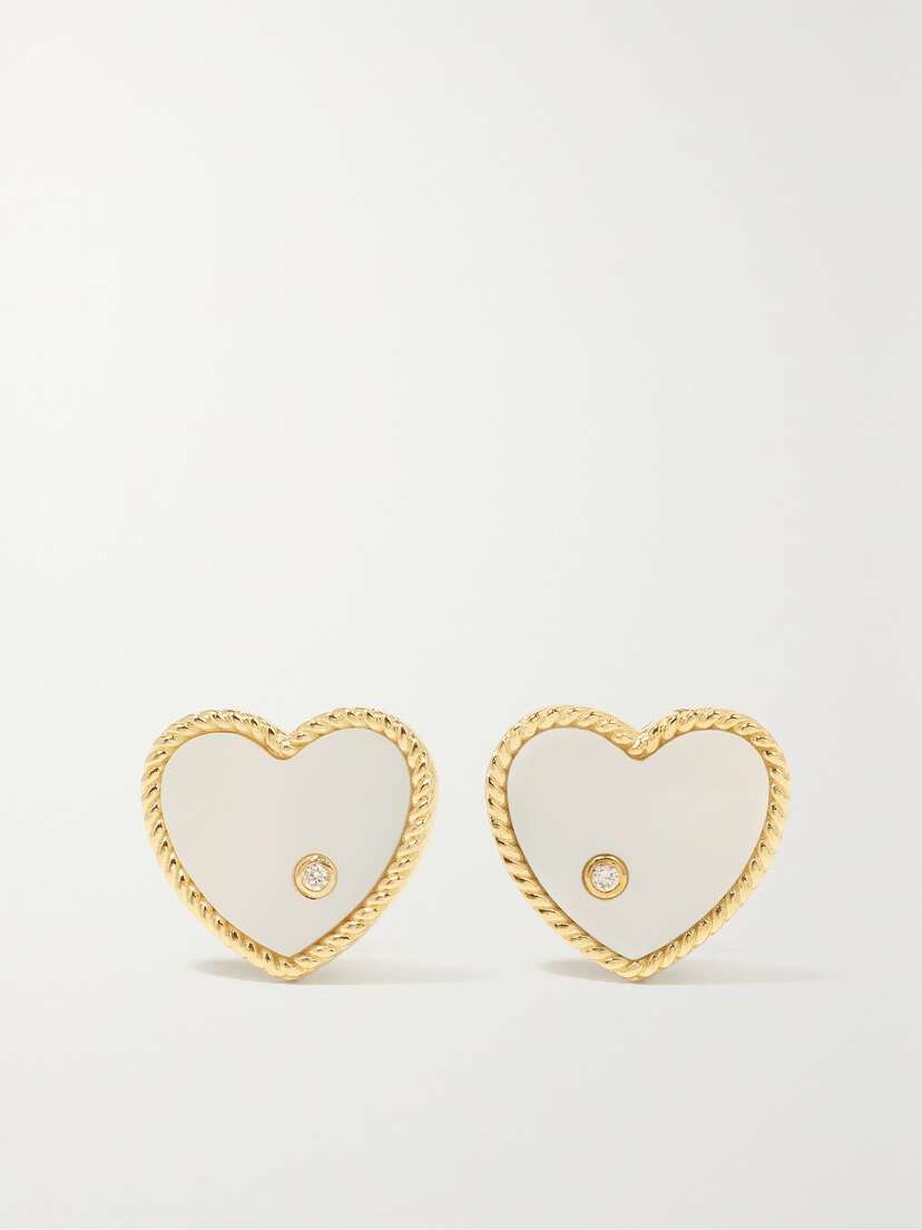 Yvonne Léon 9-karat Gold, Mother-of-pearl And Diamond Earrings
