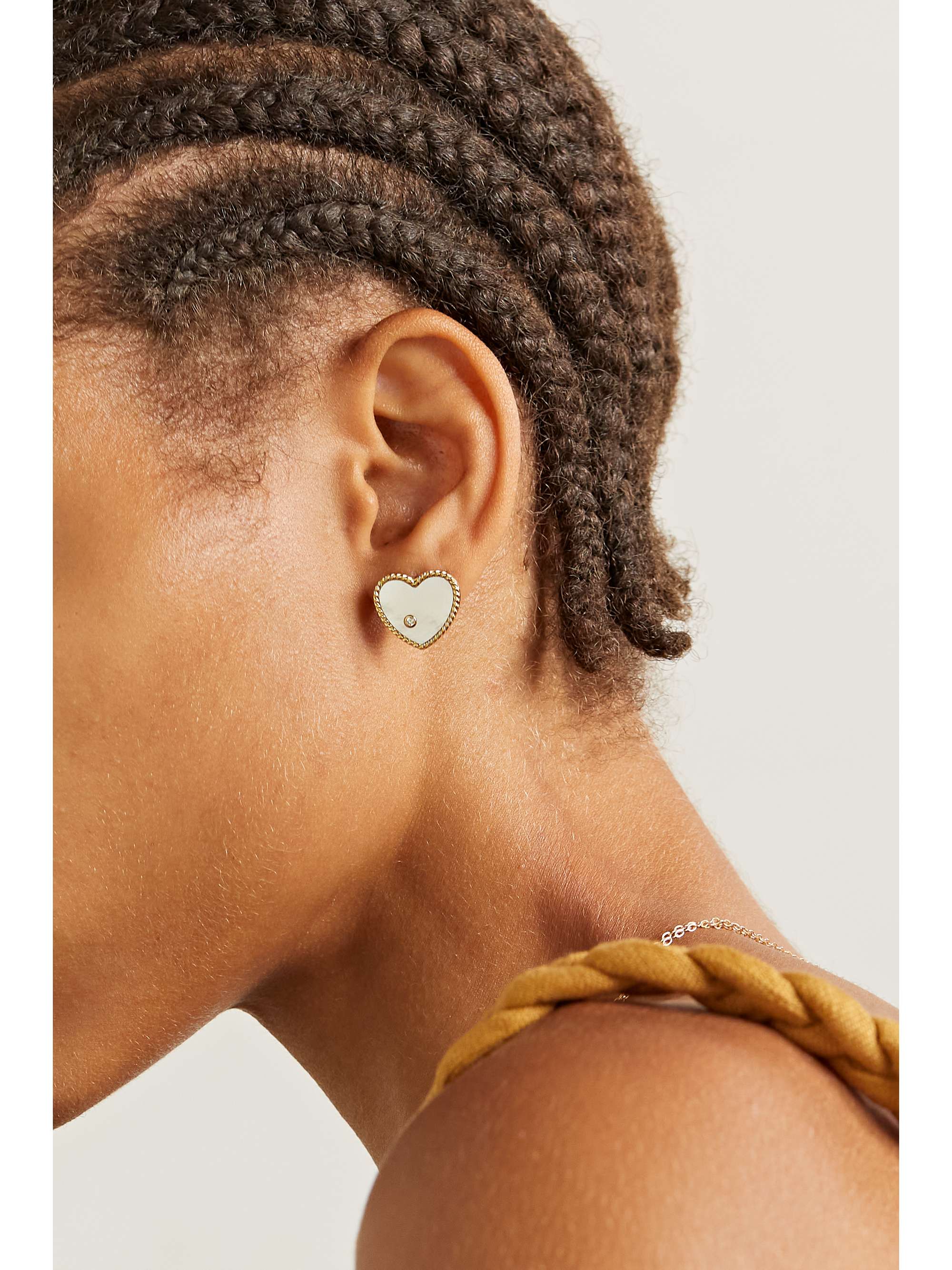 YVONNE LÉON 9-karat gold, mother-of-pearl and diamond earrings