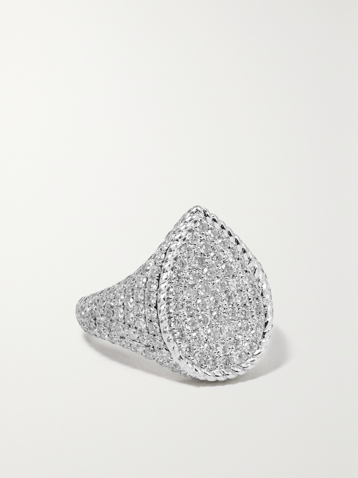 Yvonne Léon 18-karat White Gold Diamond Signet Ring - 3