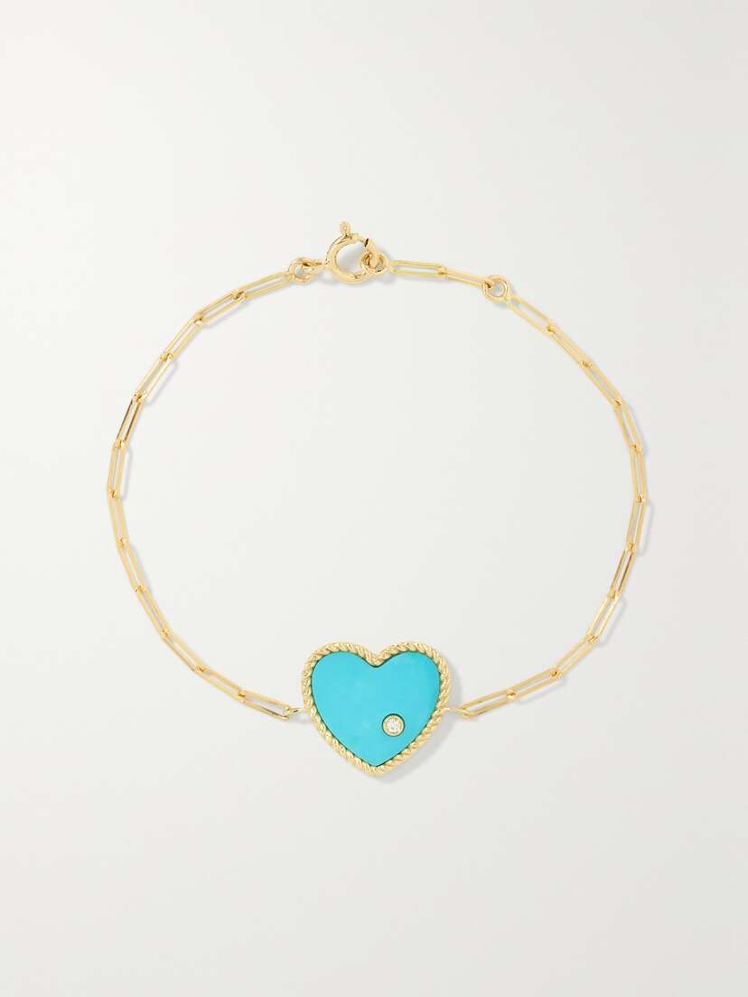 Yvonne Léon 9- And 18-karat Gold, Turquoise And Diamond Bracelet