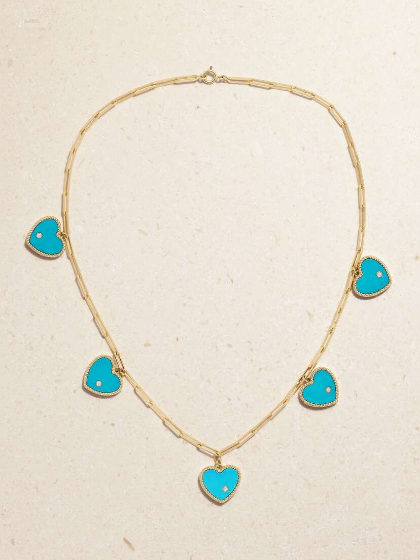 Yvonne Léon 9- And 18-karat Gold, Turquoise And Diamond Necklace