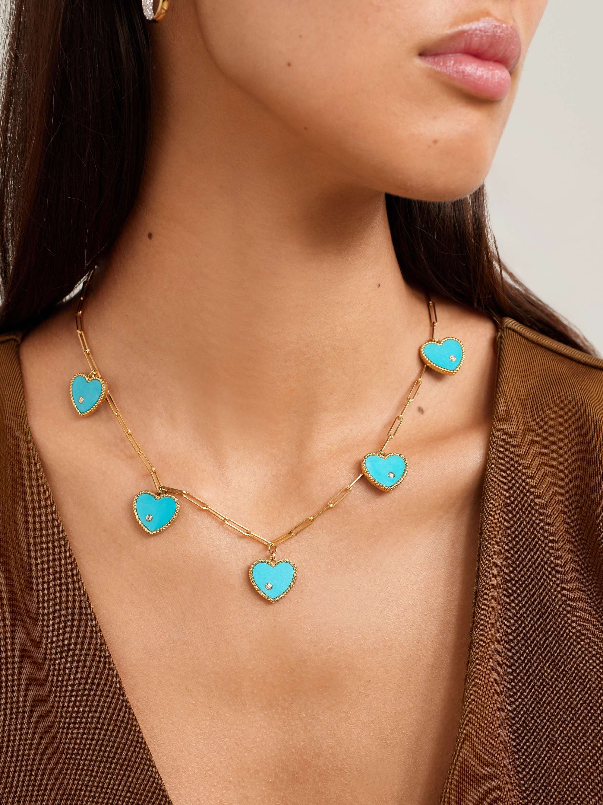 YVONNE LÉON 9- and 18-karat gold, turquoise and diamond necklace